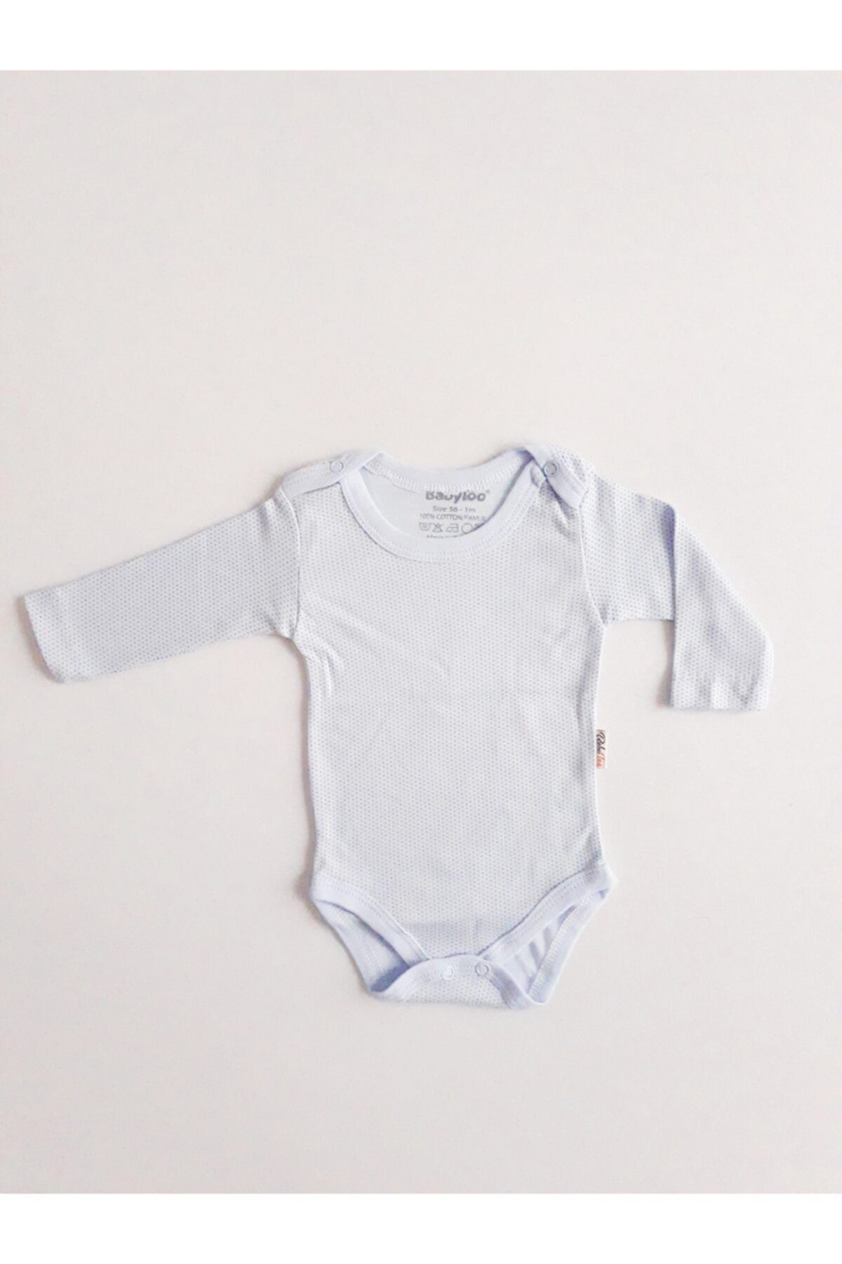 Babytoo Erkek Bebekler Yerli Üretim Mavi Renkli Pamuklu Uzun Kollu Zıbın