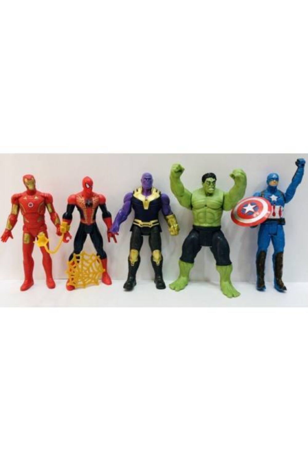 AVENGERS Thanos Hulk Spiderman C.Amerika 16 cm Işıklı Figür Oyuncak 5 Li