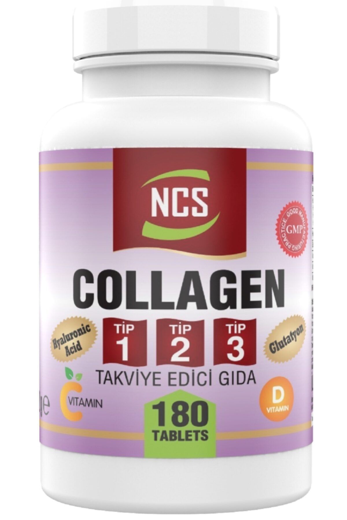 Ncs 180 Tablet Hidrolize Collagen (kolajen) Type (tip) 1-2-3 Hyaluronic Acid Vitamin C Glutatyon
