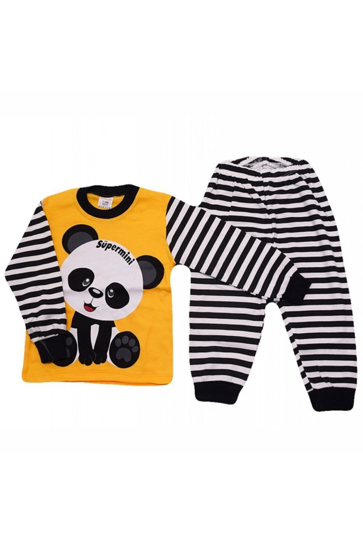bebegen Süpermini Sarı Panda 2'li Pijama Takım