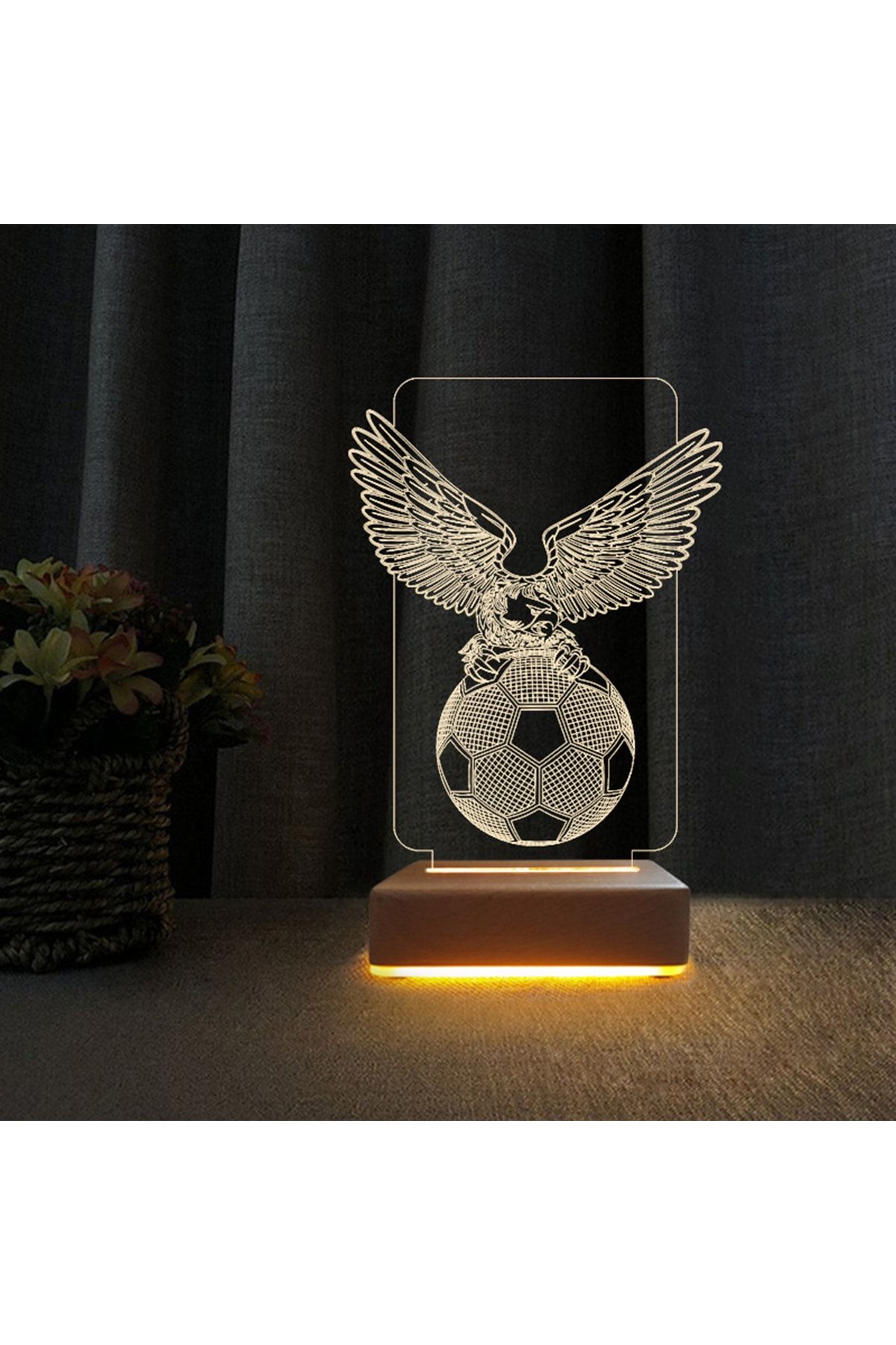 Vipyol 3d Gece Lambası Beşiktaşlılara Kartal Futbol Topu Tasarımlı Masa Lambası
