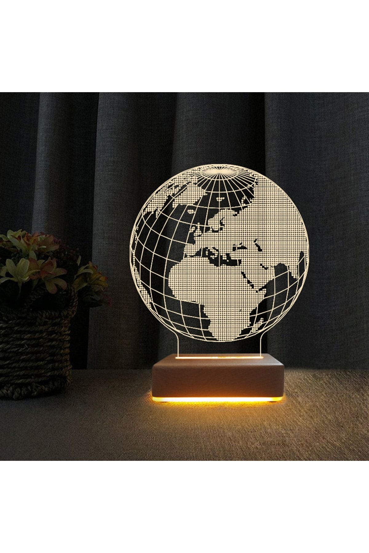 Vipyol Dünya Tasarım Lamba 3d Led Lamba Masa Gece Lambası Hediyesi