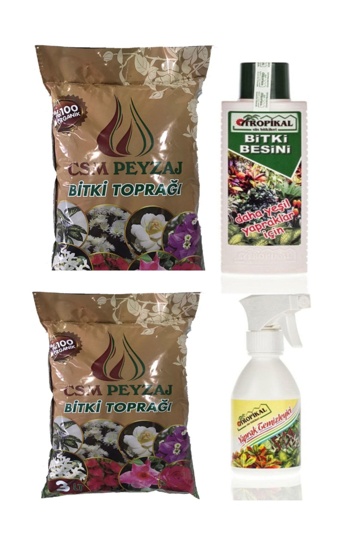 TROPİKAL Organik Sinek Yapmayan Çiçek Toprağı (6lt) Yeşil Bitki Besini(225ml) Bakım Ilacı(250ml)
