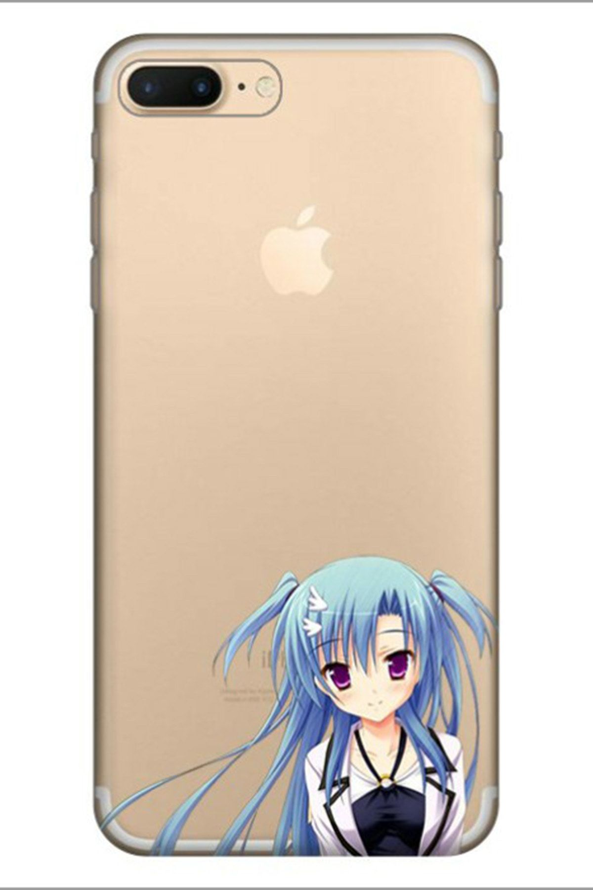 Cekuonline Iphone 7 Plus - 8 Plus Tıpalı Kamera Korumalı Silikon Kılıf - Mavi Anime Kız
