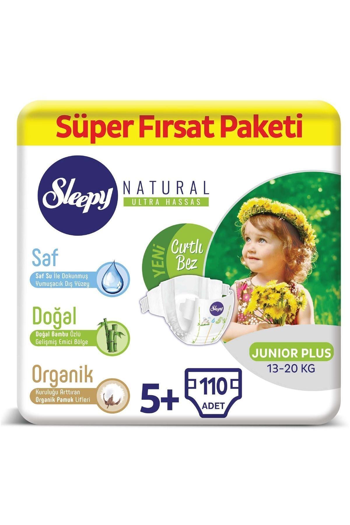 Sleepy Natural Bebek Bezi 5+ Numara Junior Plus Süper Fırsat Paketi 110 Adet