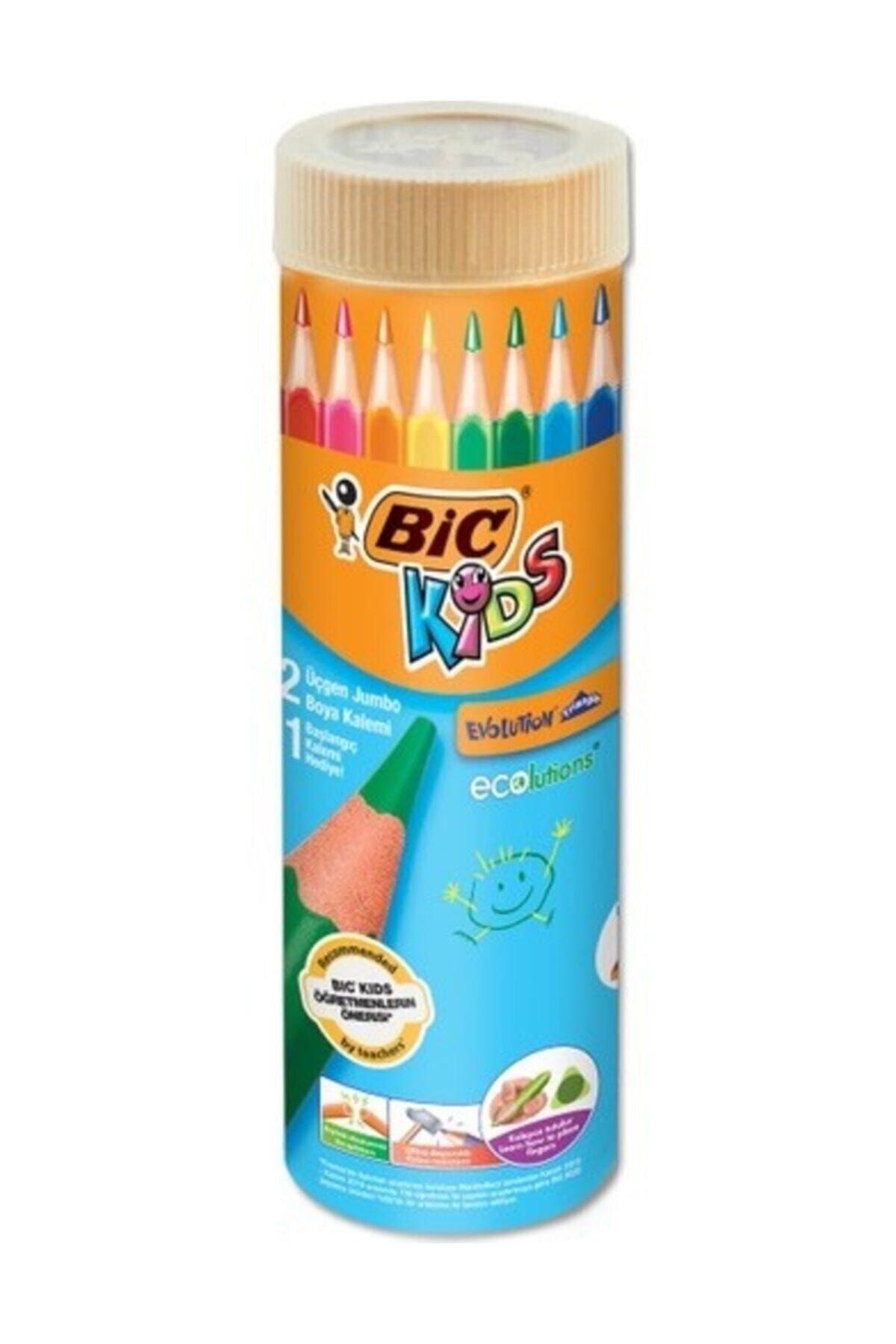 Bic Kids Evolution Triangle Üçgen Jumbo Boya Kalemi 12+1 Renk Metal Tüp