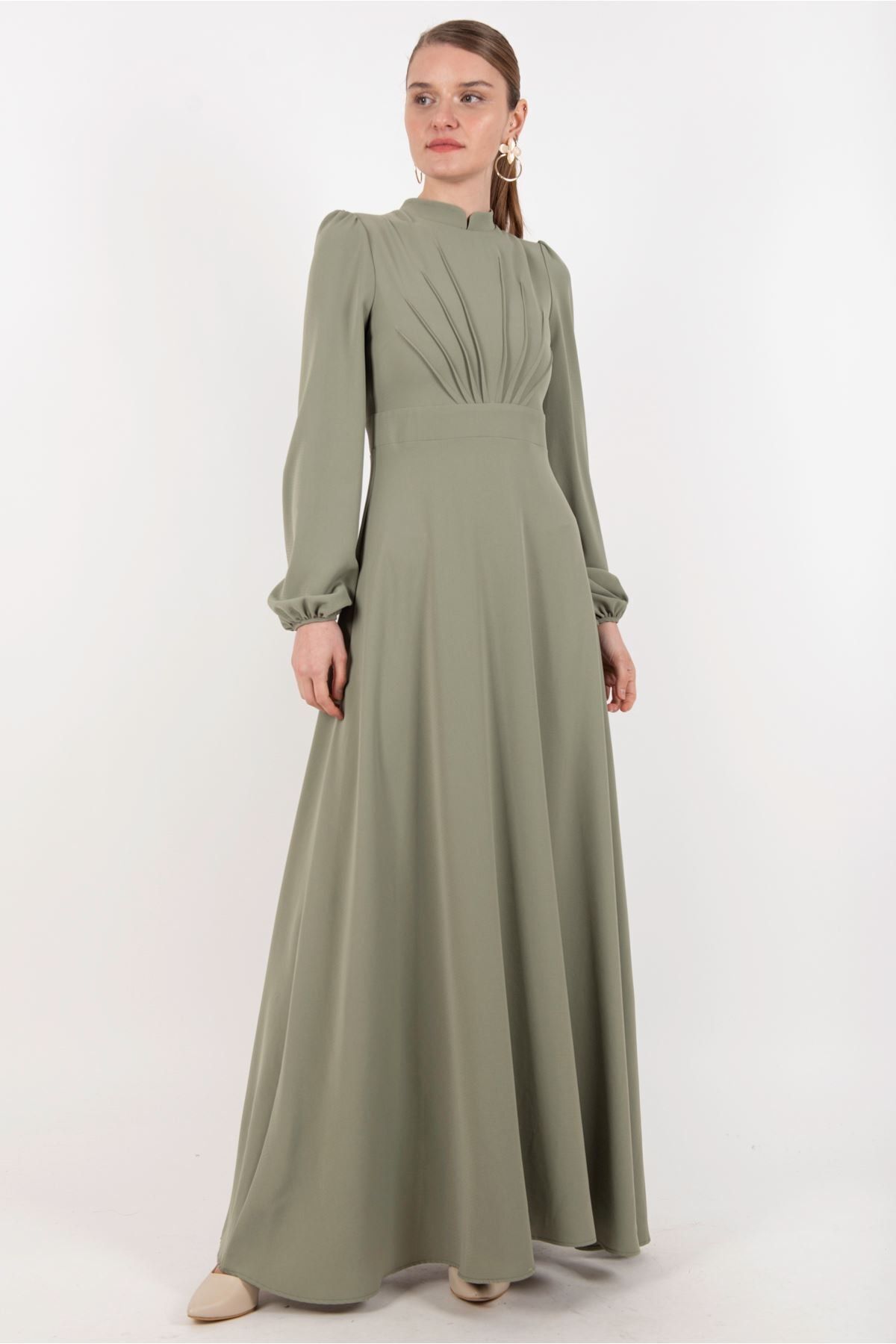 Puane Kadın Çağla Yeşil Elbise -pn12179