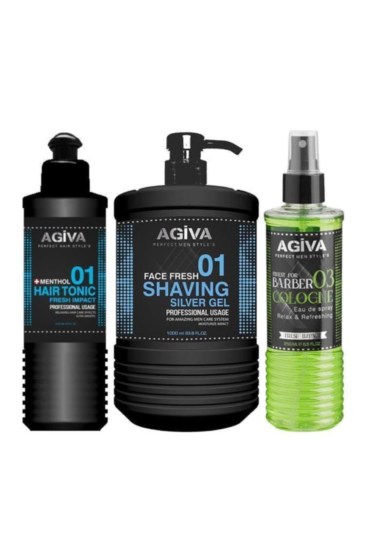 Agiva Shaving Silver Gel 1000ml+tıraş Kolonyası+hair Tonic