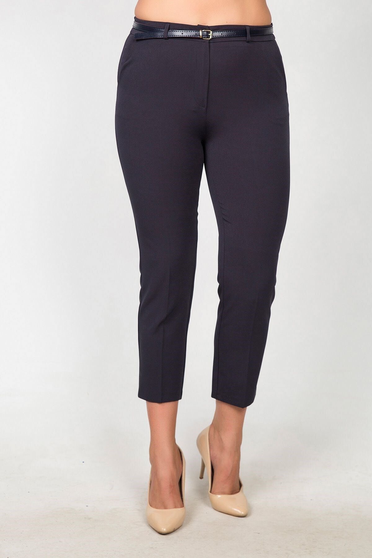 Womenice Kadın Lacivert Yüksek Bel Klasik Kumaş Pantolon