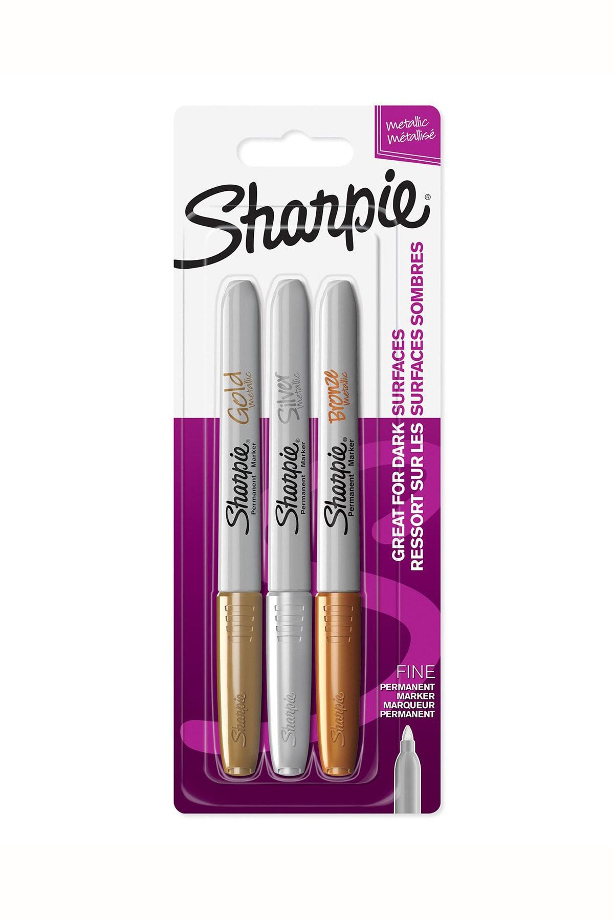 Sharpie Fine Permanent 3'lü Metalik Renk Markör