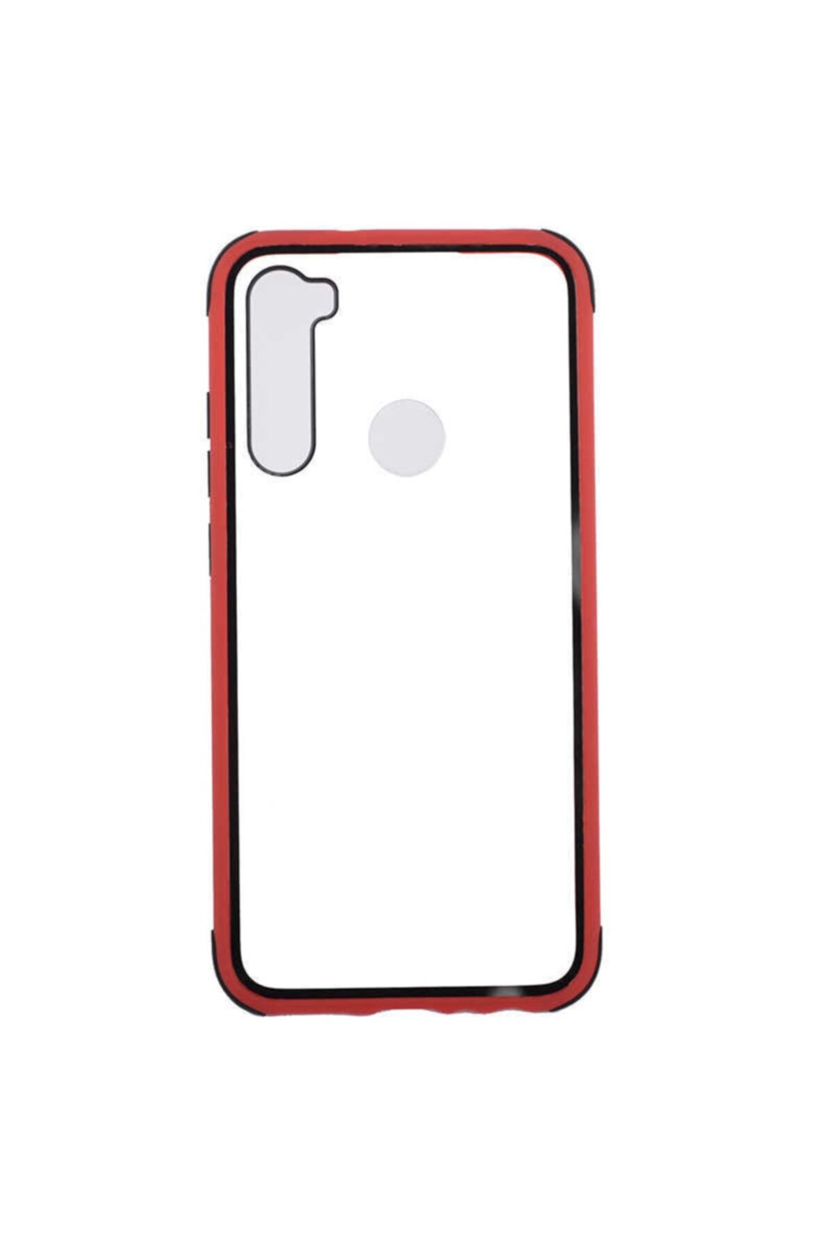 Dijimedia Xiaomi Redmi Note 8 Kılıf Arkası Şeffaf Renkli Kenarlı Telefon Kılıfı ve Ekran Koruyucu