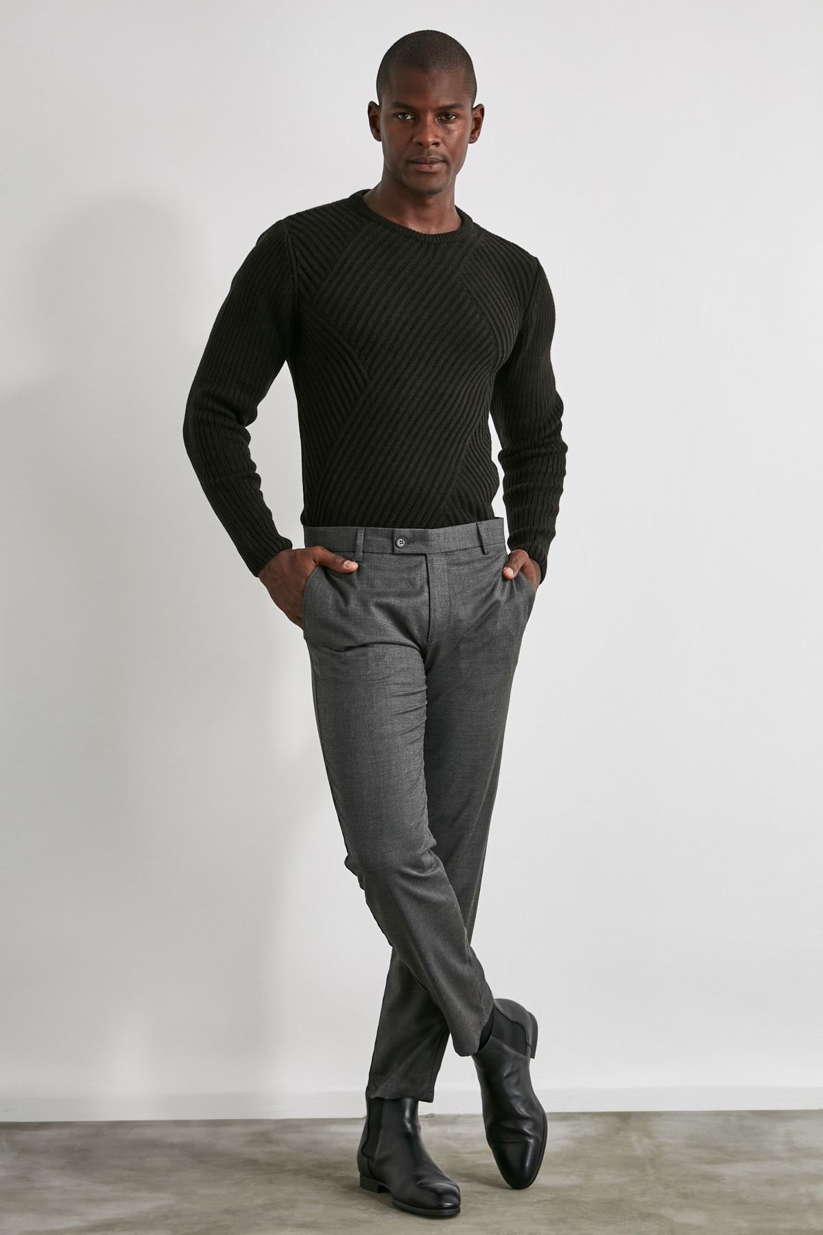 TRENDYOL MAN Siyah Erkek Slim Fit Pantolon TMNAW21PL0179