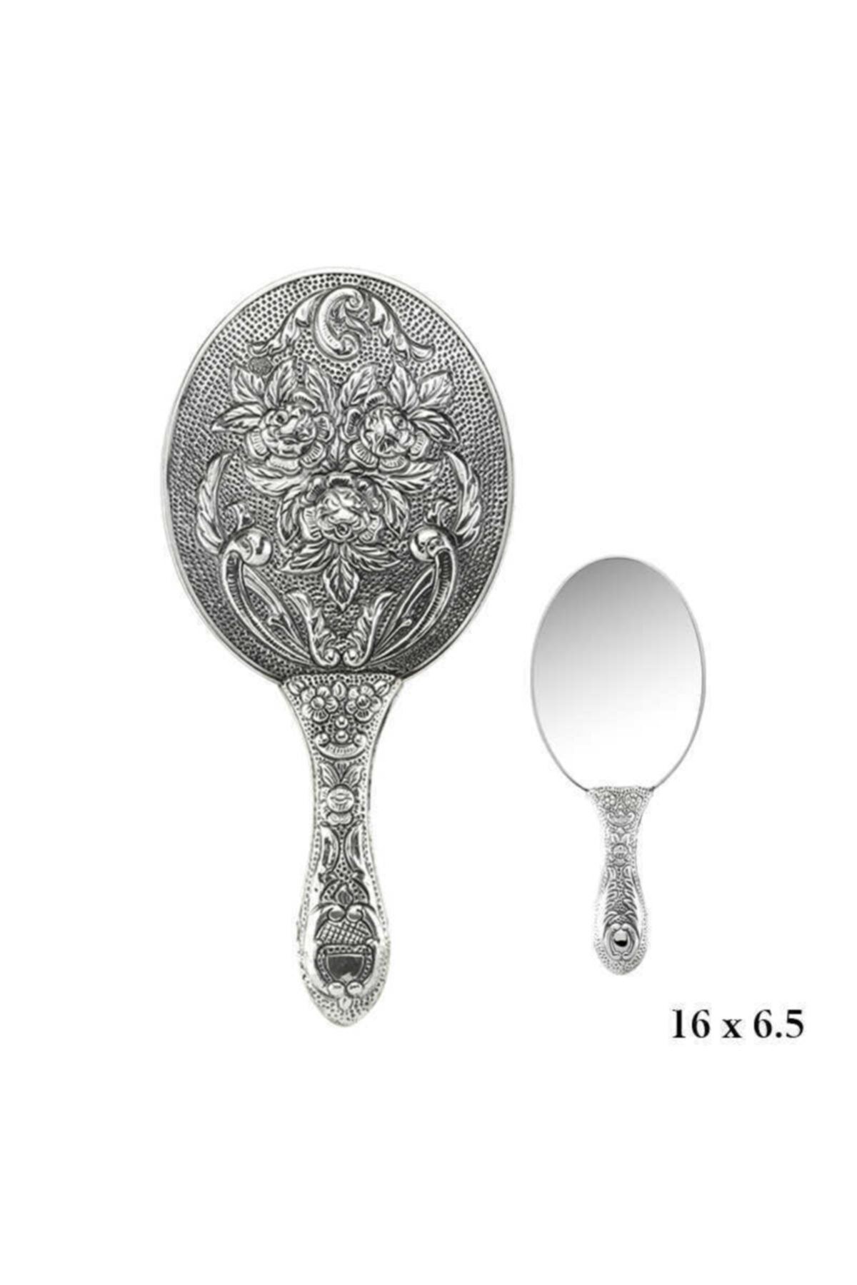 Gumush Gümüş 925 Ayar Gül Desenli El Aynası