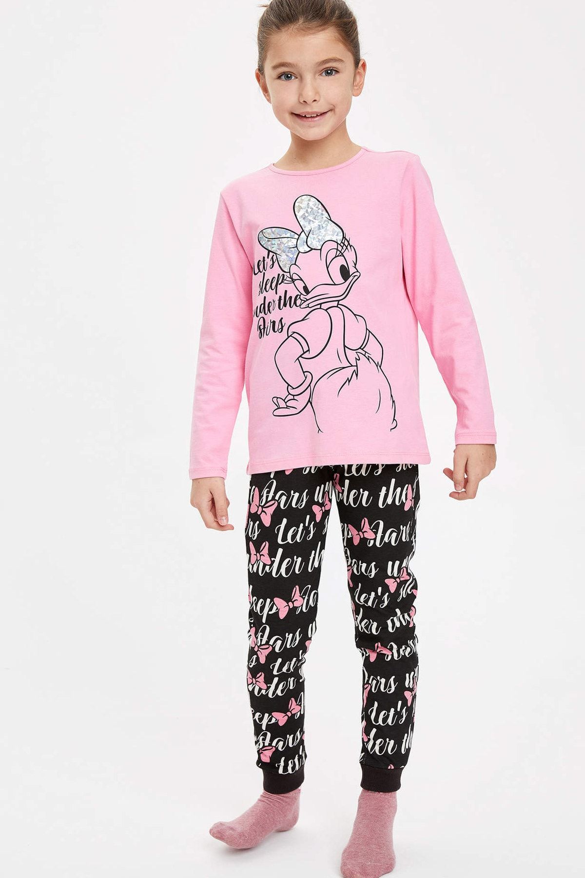 Defacto Kız Çocuk Daisy Duck Lisanslı Pijama Takımı