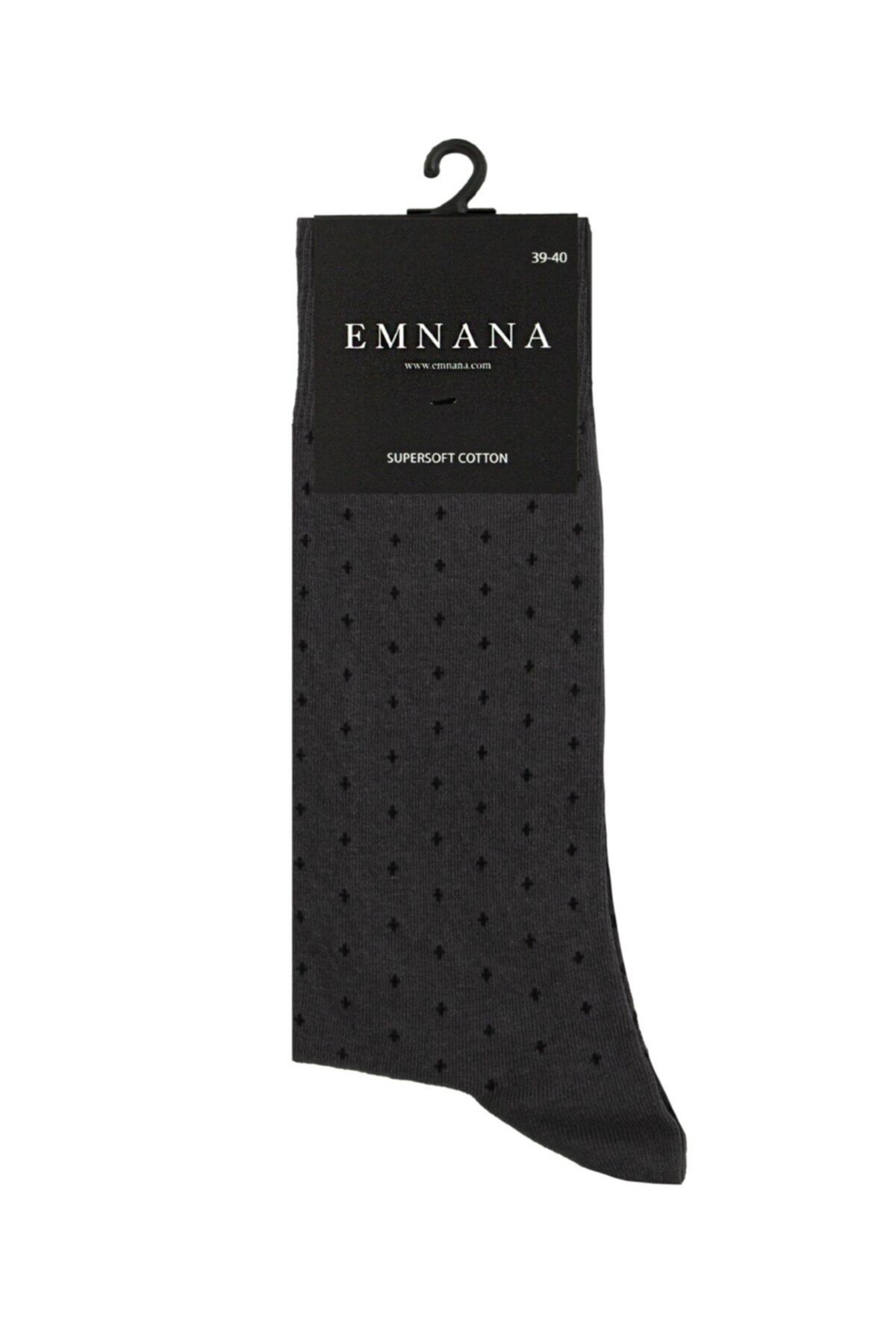EMNANA 5 Adet Puantiye Desenli Erkek Çorap - Füme