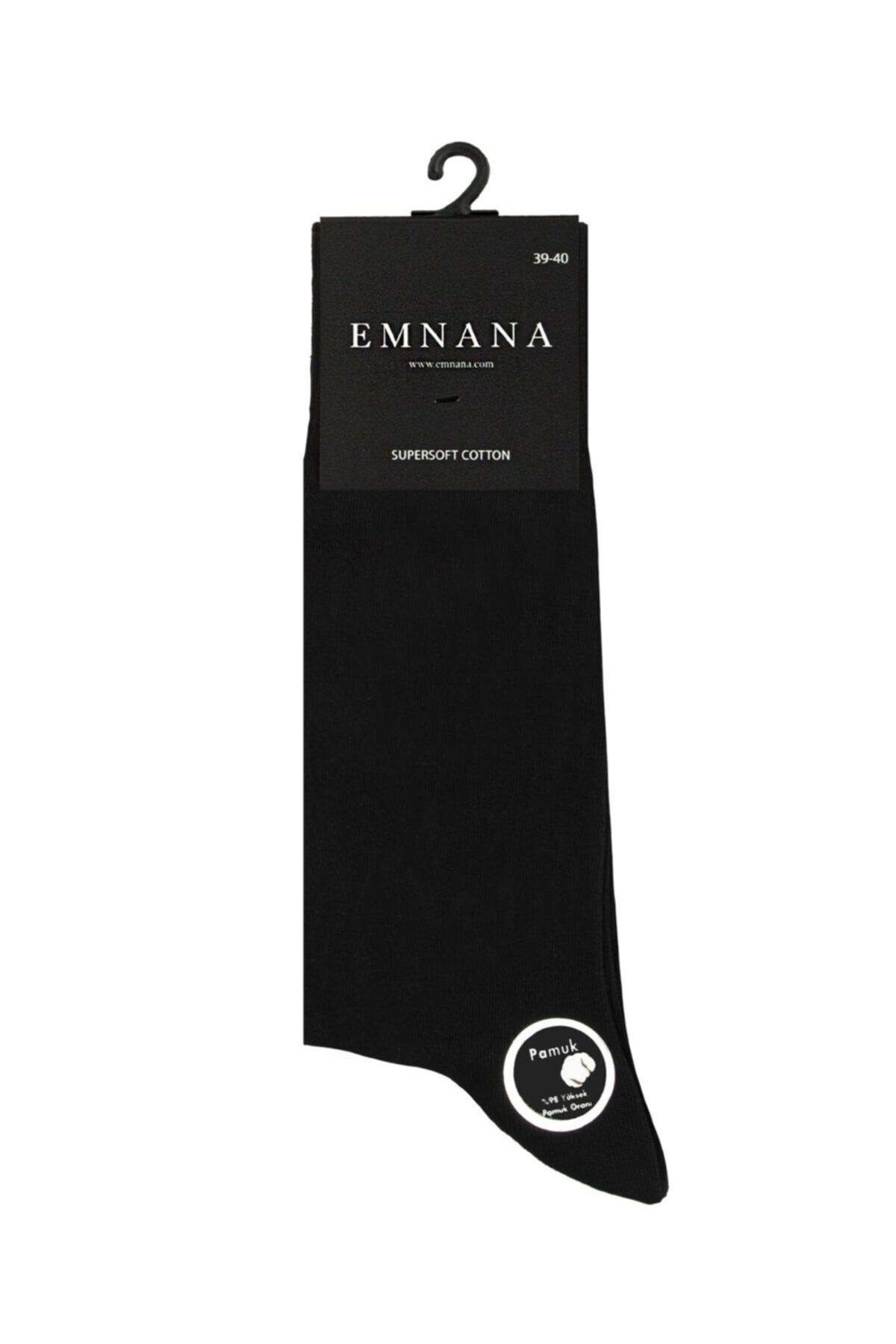 EMNANA 5 Adet Yüksek Pamuk Oranlı Erkek Çorap - Siyah