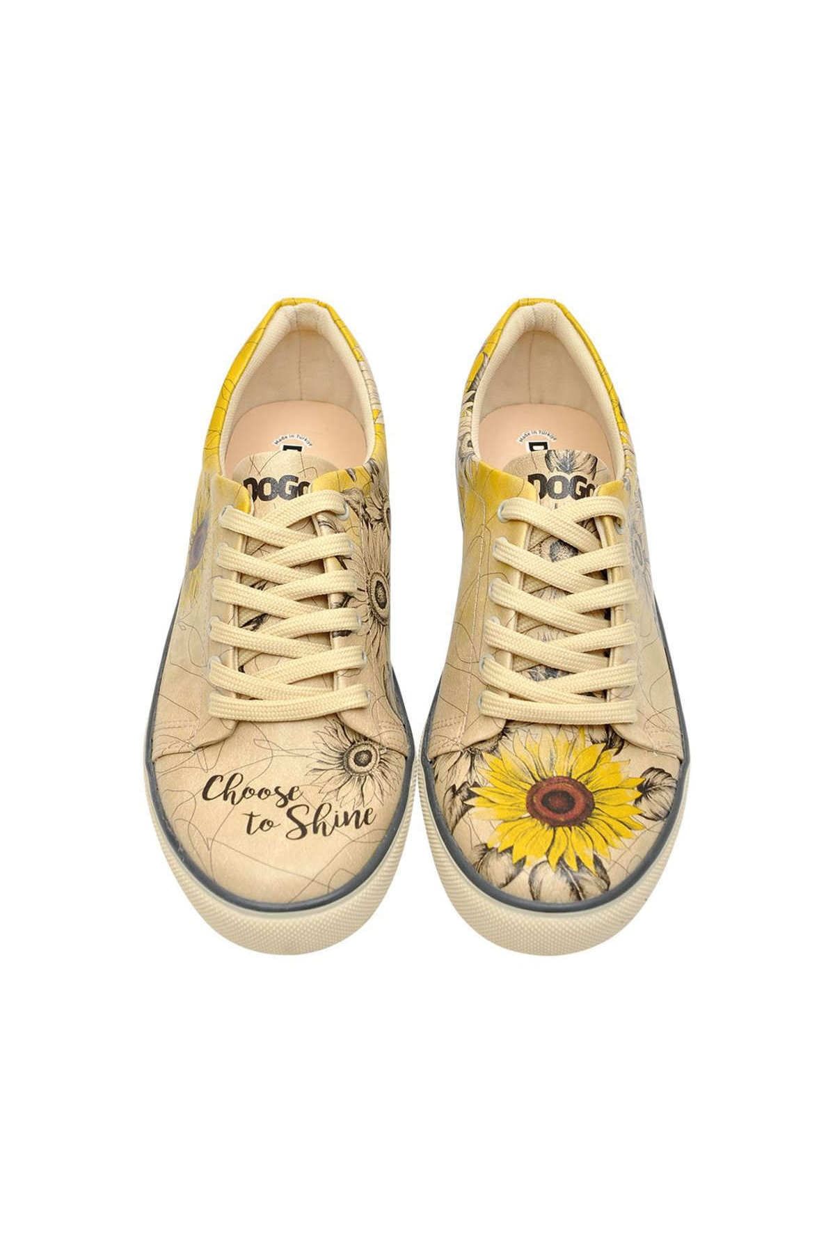 Dogo Kadın Vegan Deri Bej Sneakers - Sunflower Tasarım