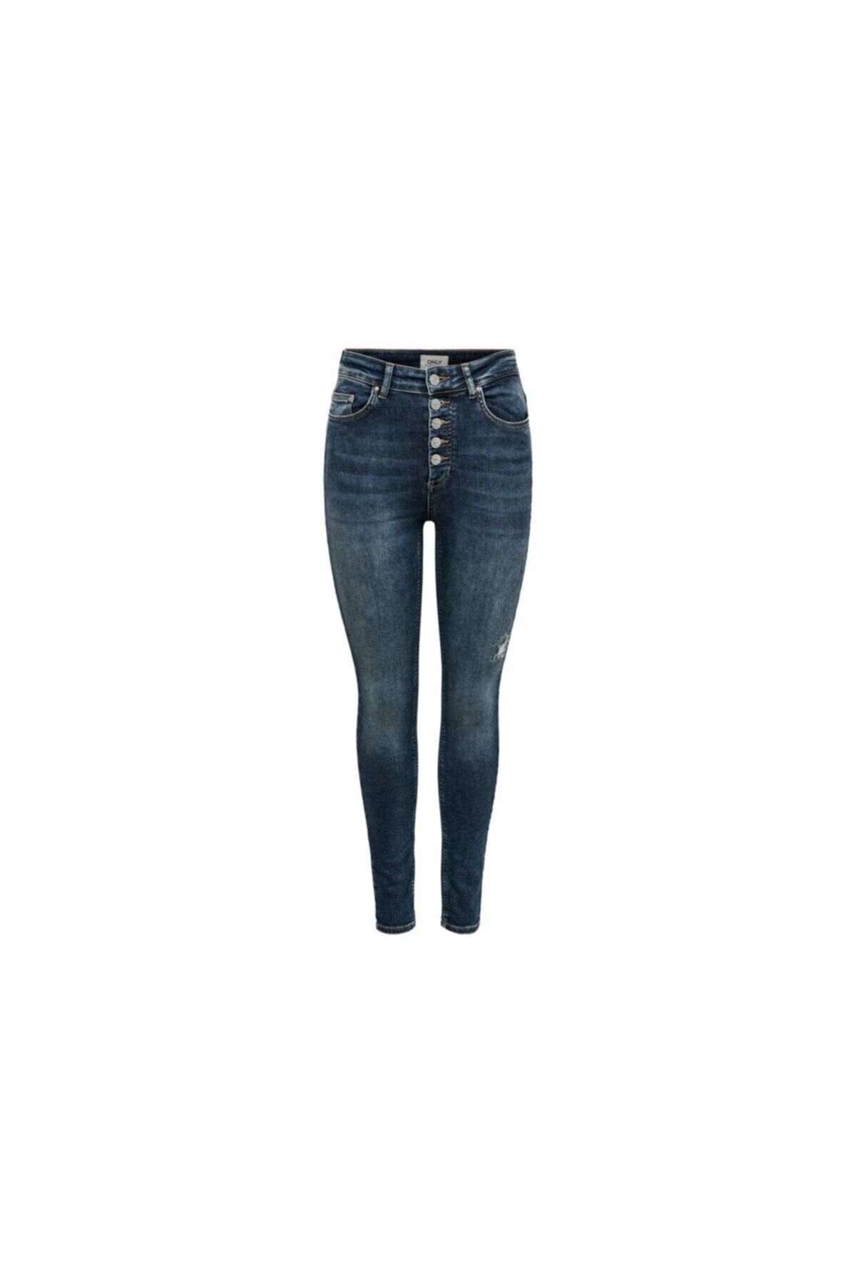 Only Kadın Mavi Onlblush Hw Button Sk Ank Jeans Rea3278 Pantolon