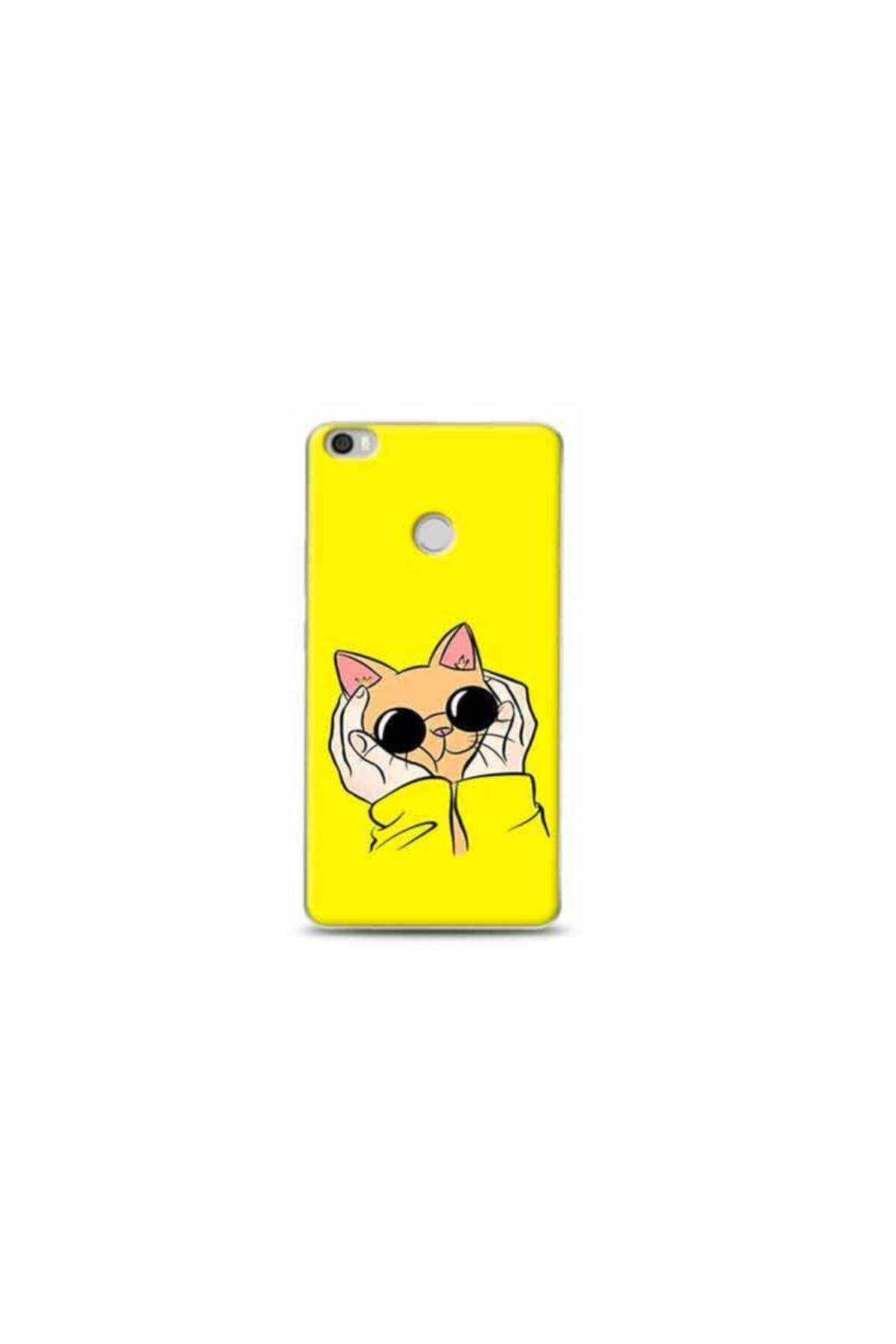 Kılıf Madeni Xiaomi Mi Max Kedi Sarı Koleksiyon Telefon Kılıfı Y-srklf127