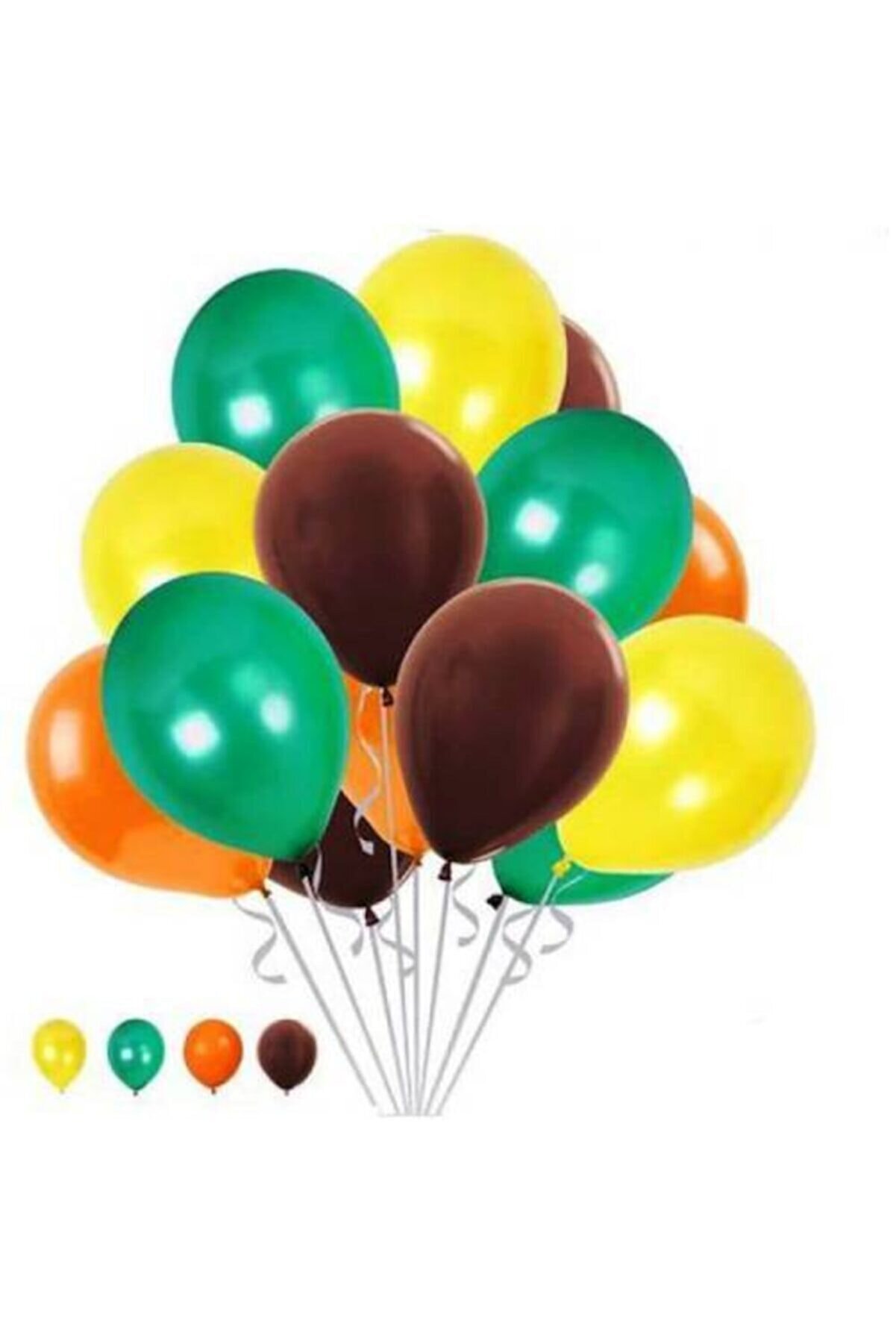 Deniz Party Store Safari Renklerinde 25 Adet 12" Inç Pastel Sarı Turuncu Yeşil Kahverengi Balon Set