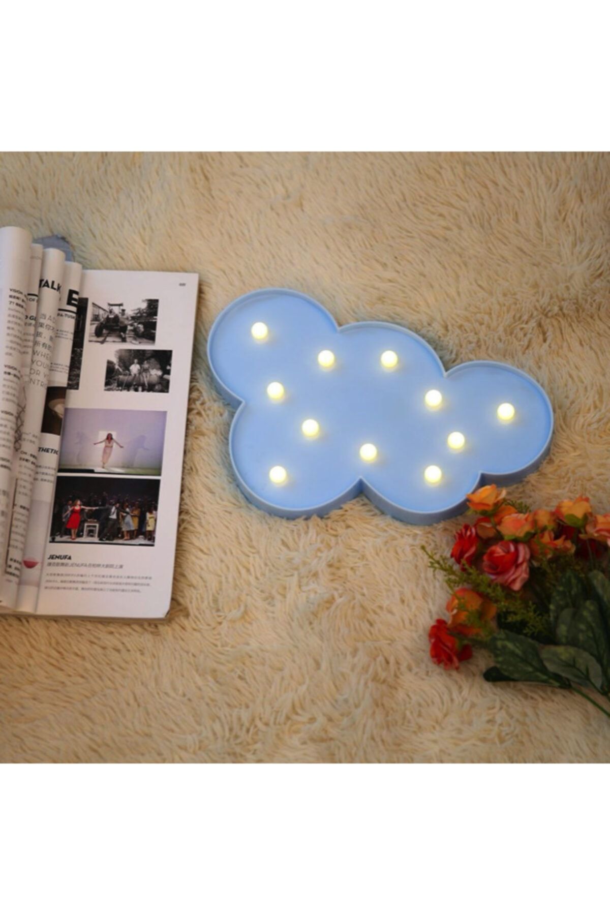 ErdemShop 3d Led Işıklı Dekoratif Mavi Bulut Gece Lambası Çocuk Bebek Odası