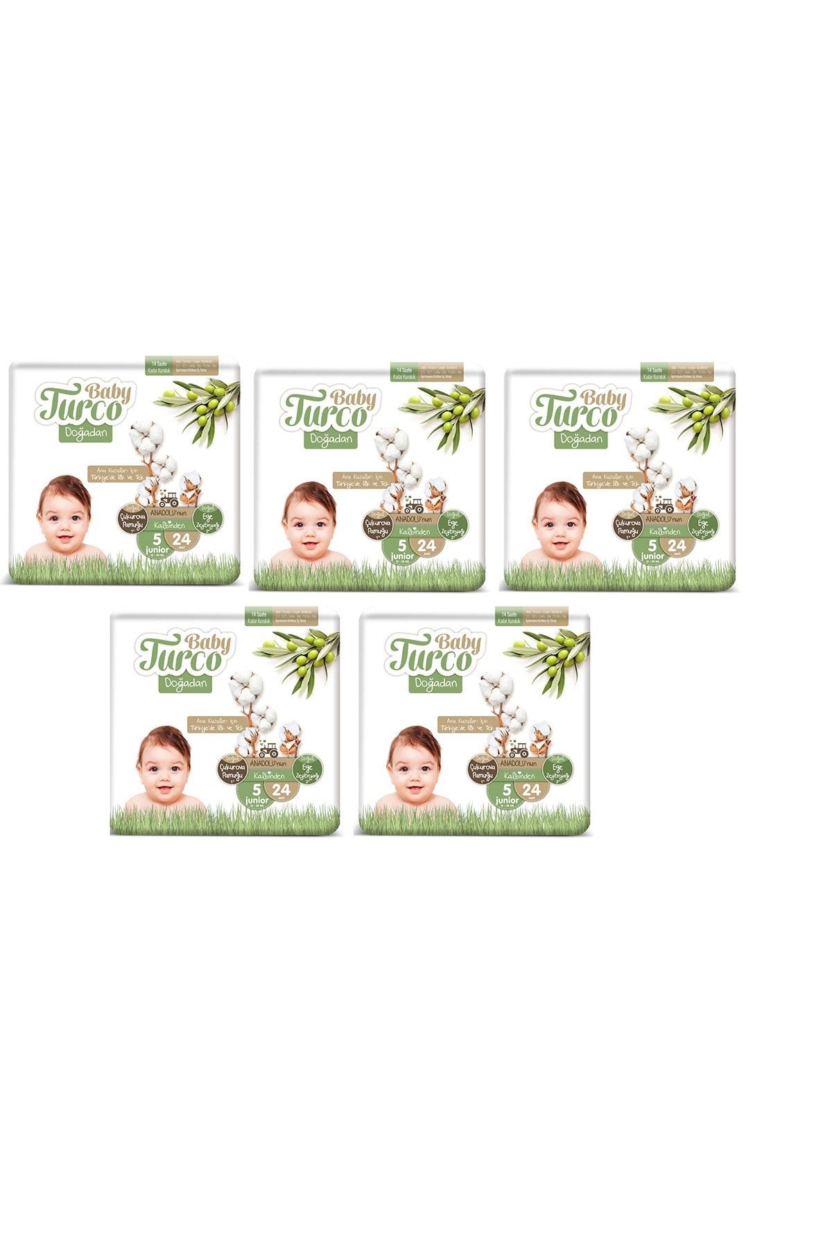 Baby Turco Bağlamalı  Doğadan 5 Numara Junıor 12-25kg 24 Lü 5 Paket 120 Adet