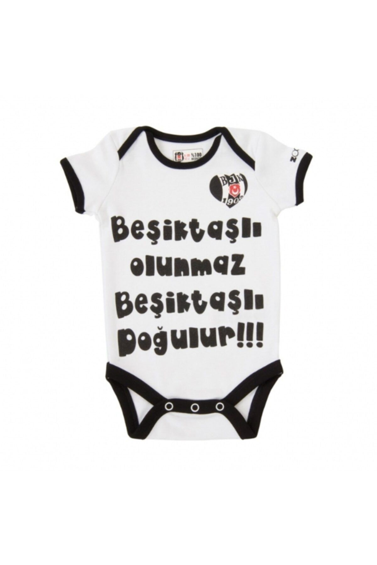 Beşiktaş Unisex Bebek Beyaz Orjinal Bebek Kısa Kol Zıbın
