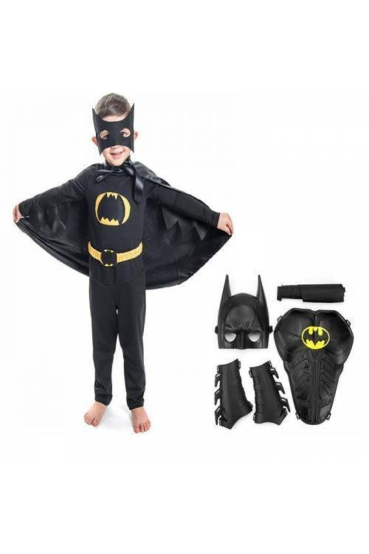 LAZIMBANA Batman Maskeli Pelerinli Batman Kostümü Kalan Kanat Maske