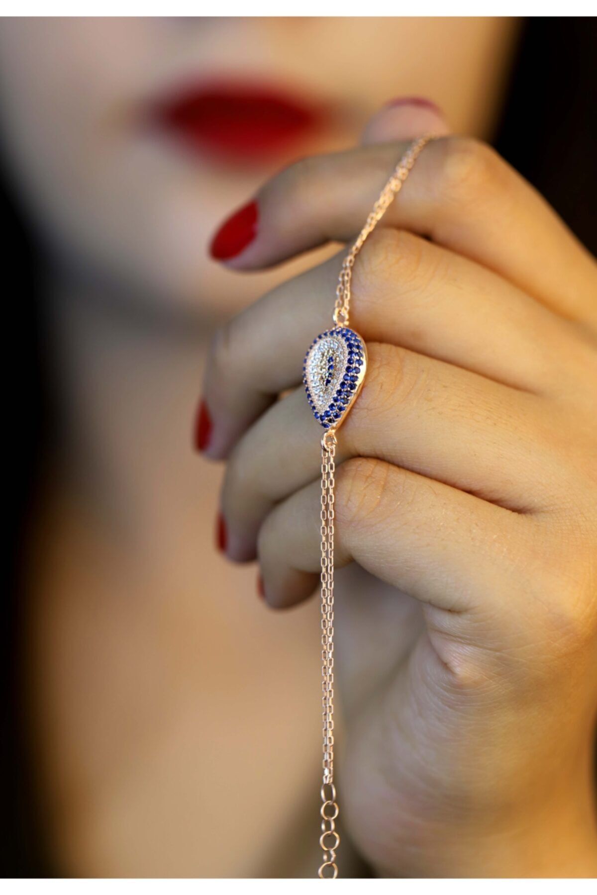 Midyat Gümüş Dünyası Kadın 925 Ayar Gümüş Nazar Model Zirkon Taşlı Bileklik