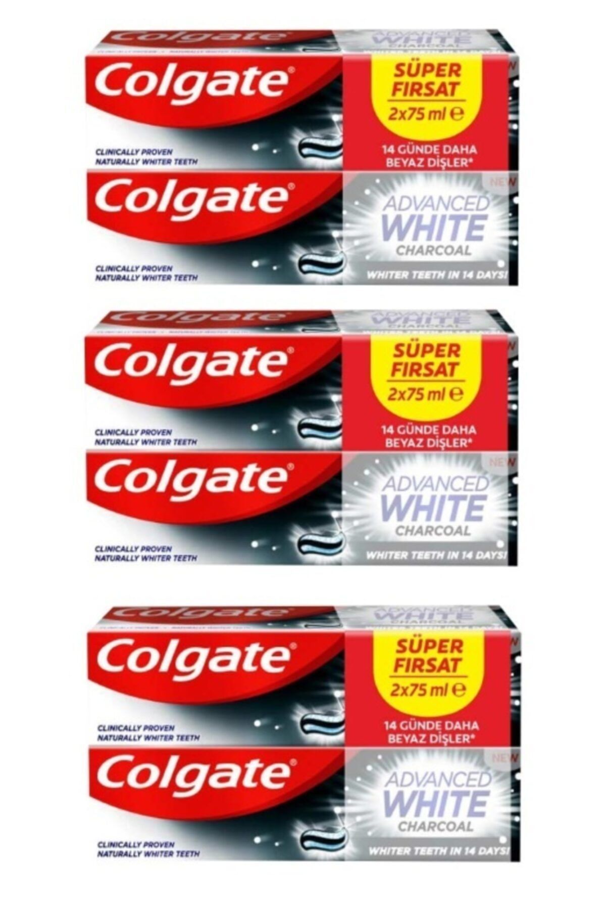 Colgate Advanced White Charcoal 75x6=450 Ml Diş Macunu 6'lı Set