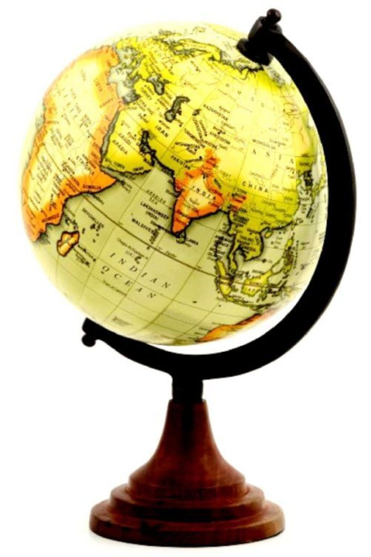 Mixperi 8 Inç Dekoratif Küre - Ahşap Ayaklı Dünya Siyasi Haritası