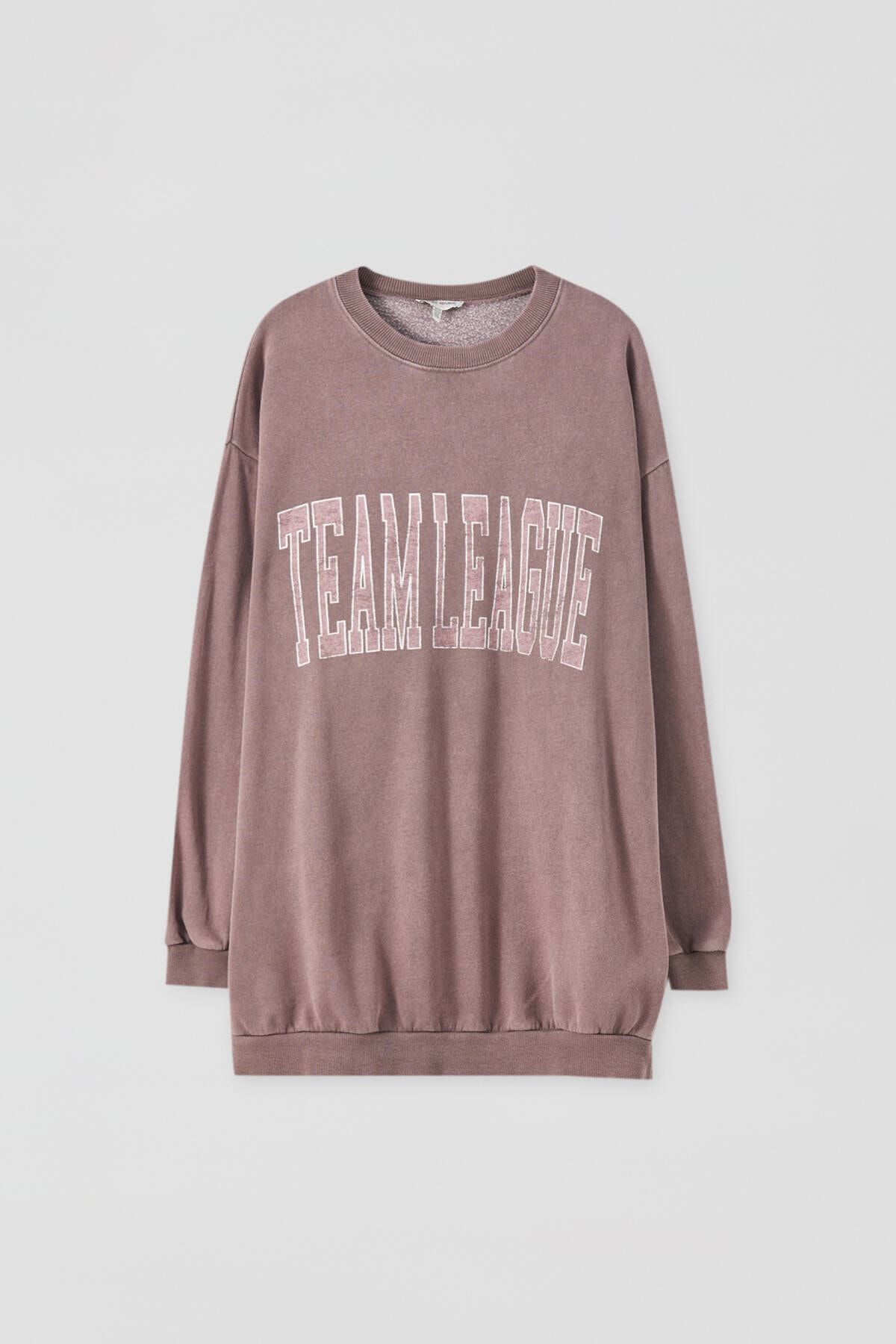 Pull & Bear Pembe “Athletic” Sloganlı Sweatshirt