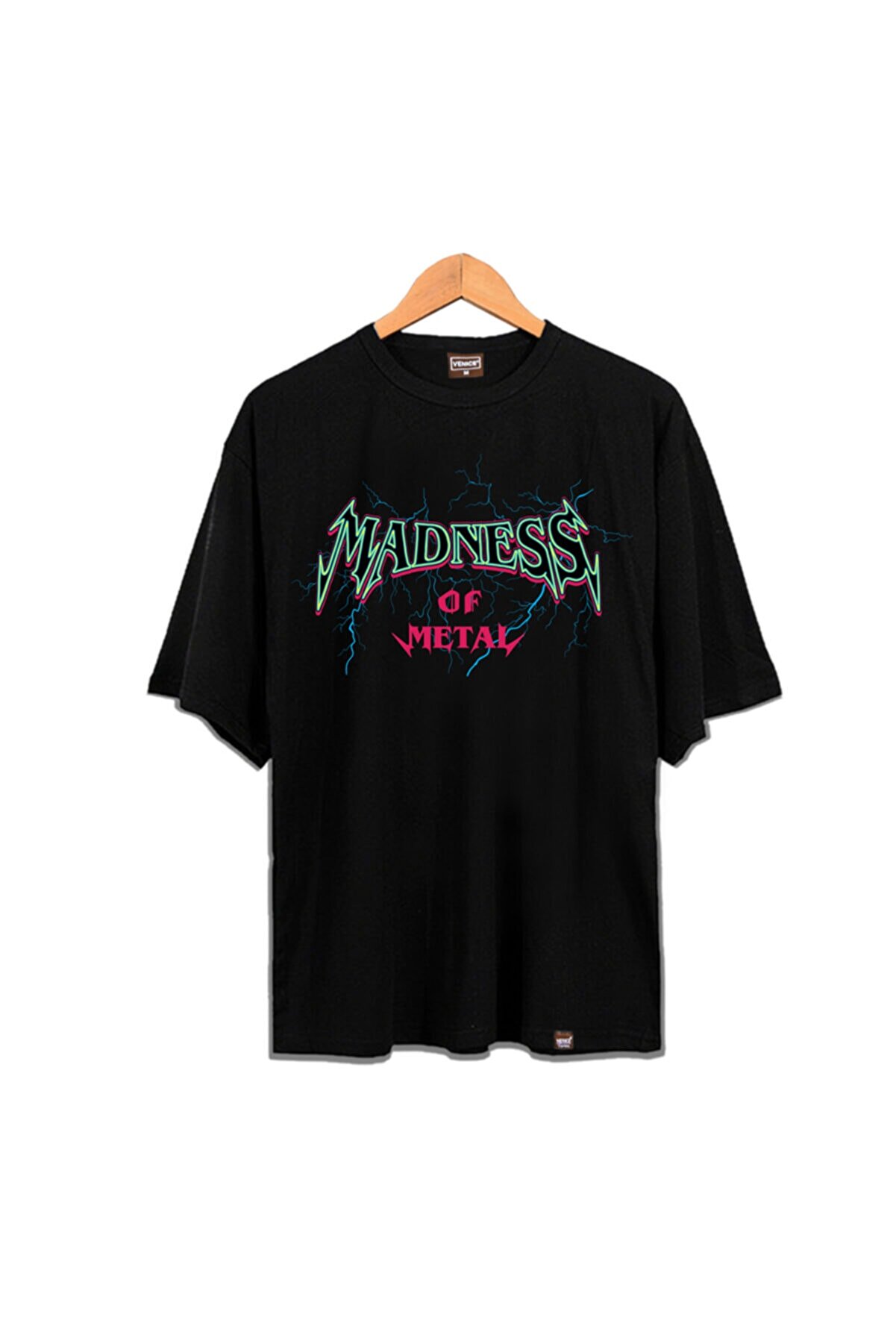 VENICE Clothing Unisex Siyah Madness Of Metal Oldschool Tshirt
