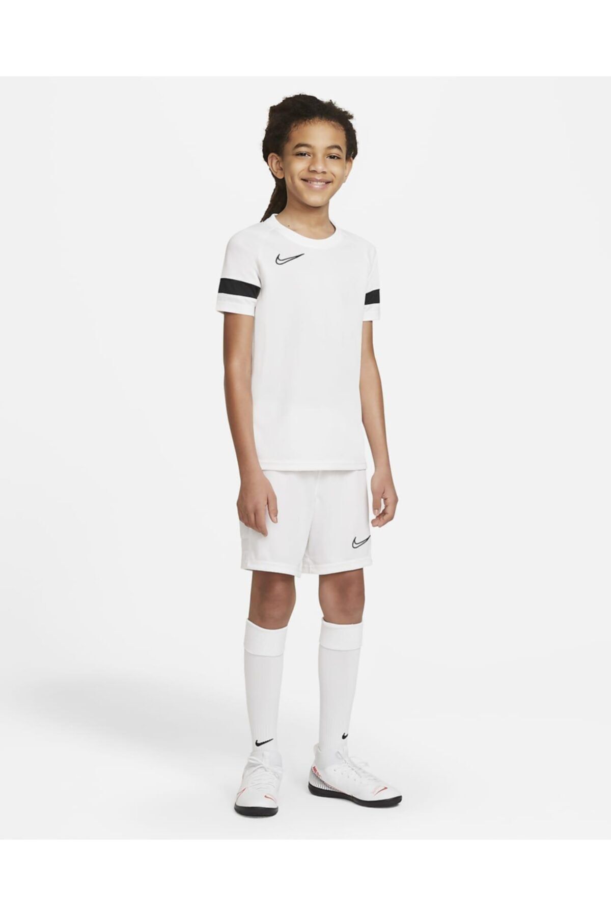 Nike Unisex Çocuk Beyaz Spor T-shirt Cw6103-100 Y Nk Df Acd21 Top Ss