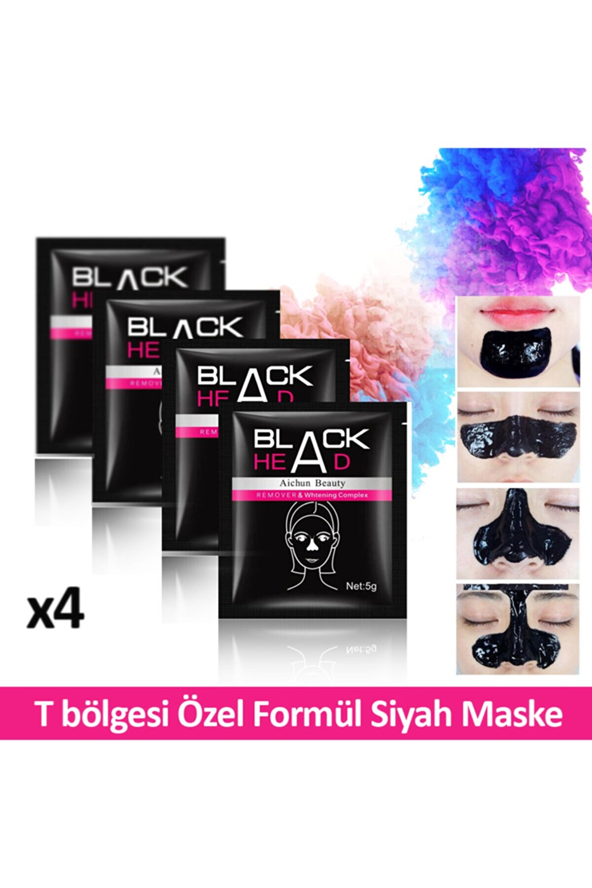 Novas Soyulabilir Siyah Kömür Maskesi Siyah Nokta Ve Sivilce Karşıtı Siyah Maske 4lü