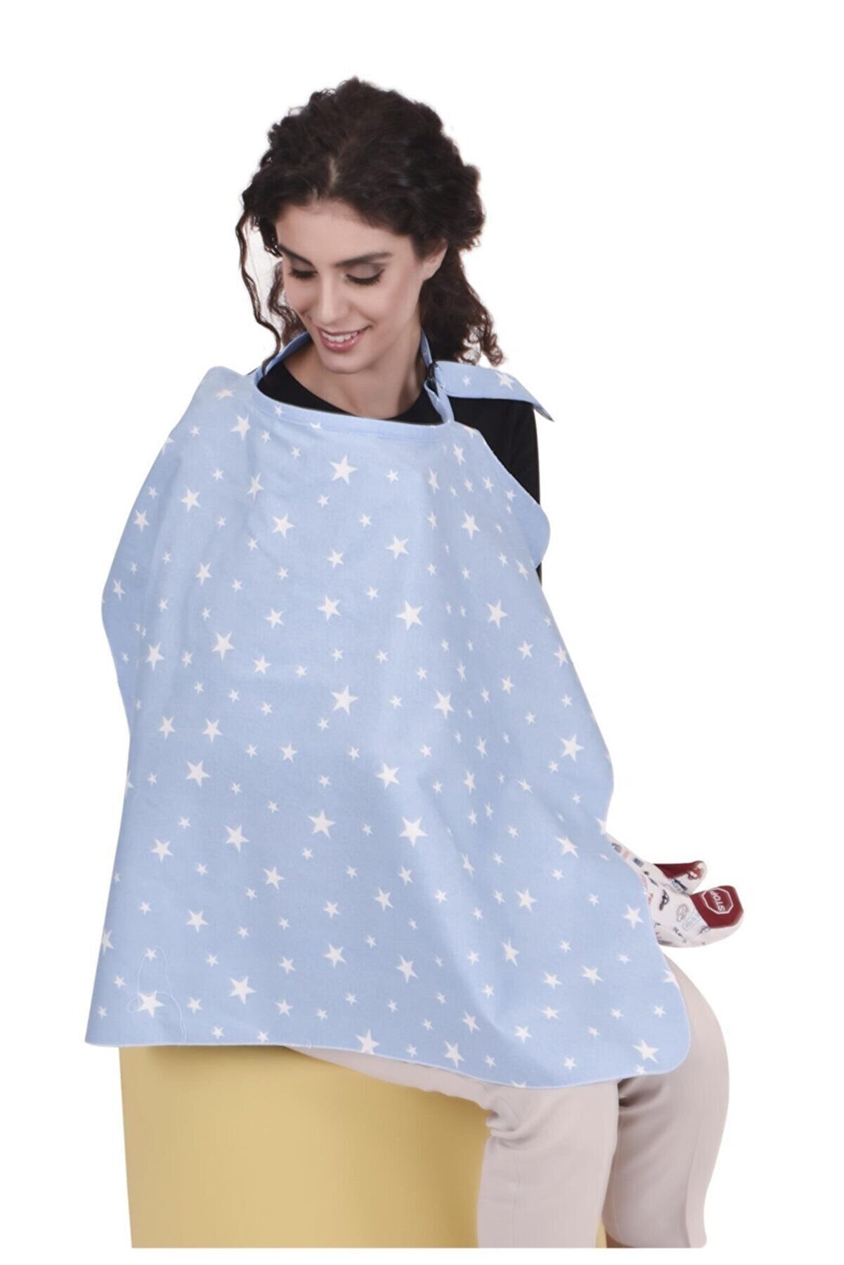 Sevi Bebe Boze Tokalı Emzirme Örtüsü Art-6372 Mavi Yıldız