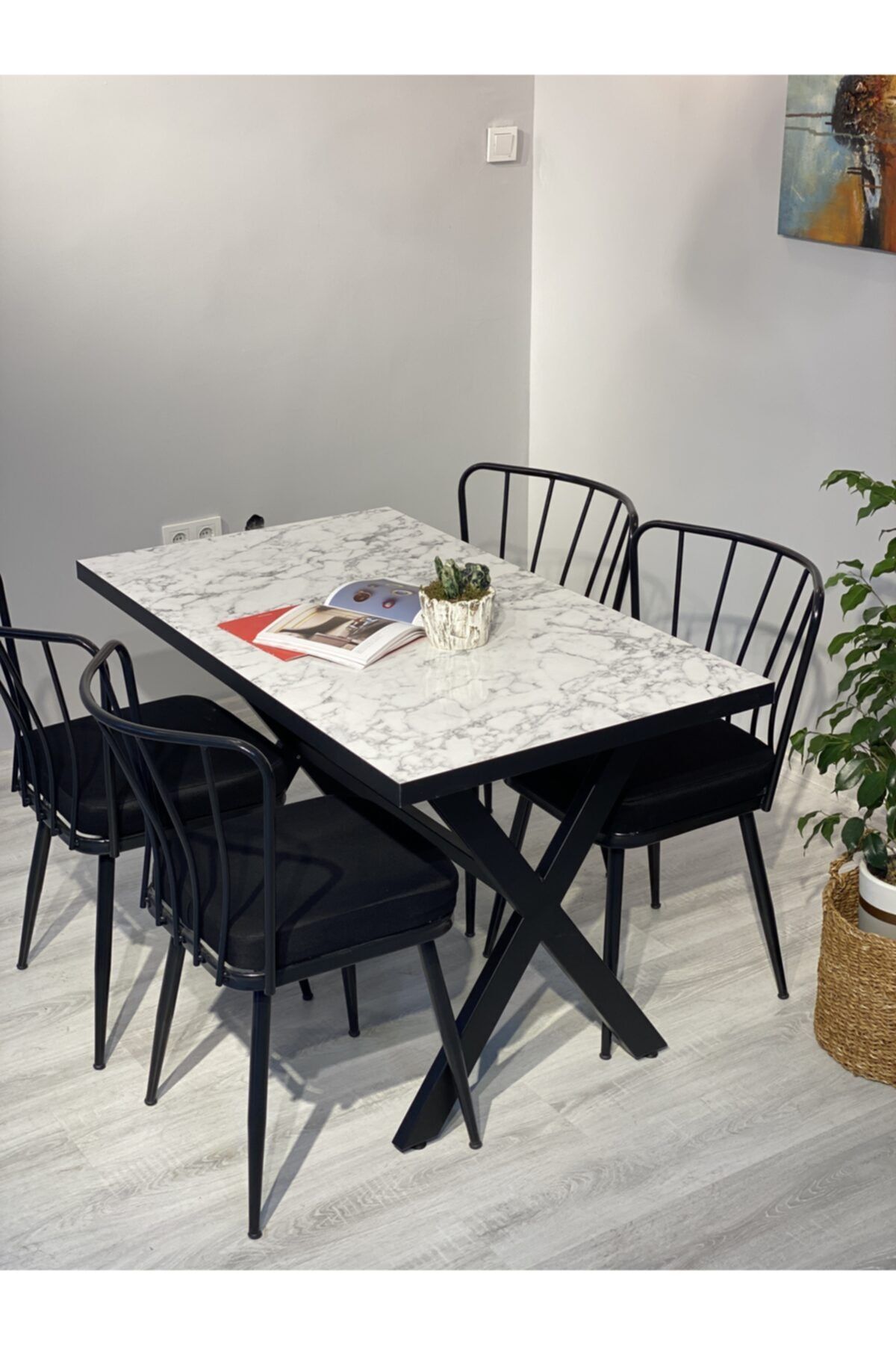 Resa mobilya design Yemek Masası Takımı 120x70 Ve 4 Adet Güneş Sandalye