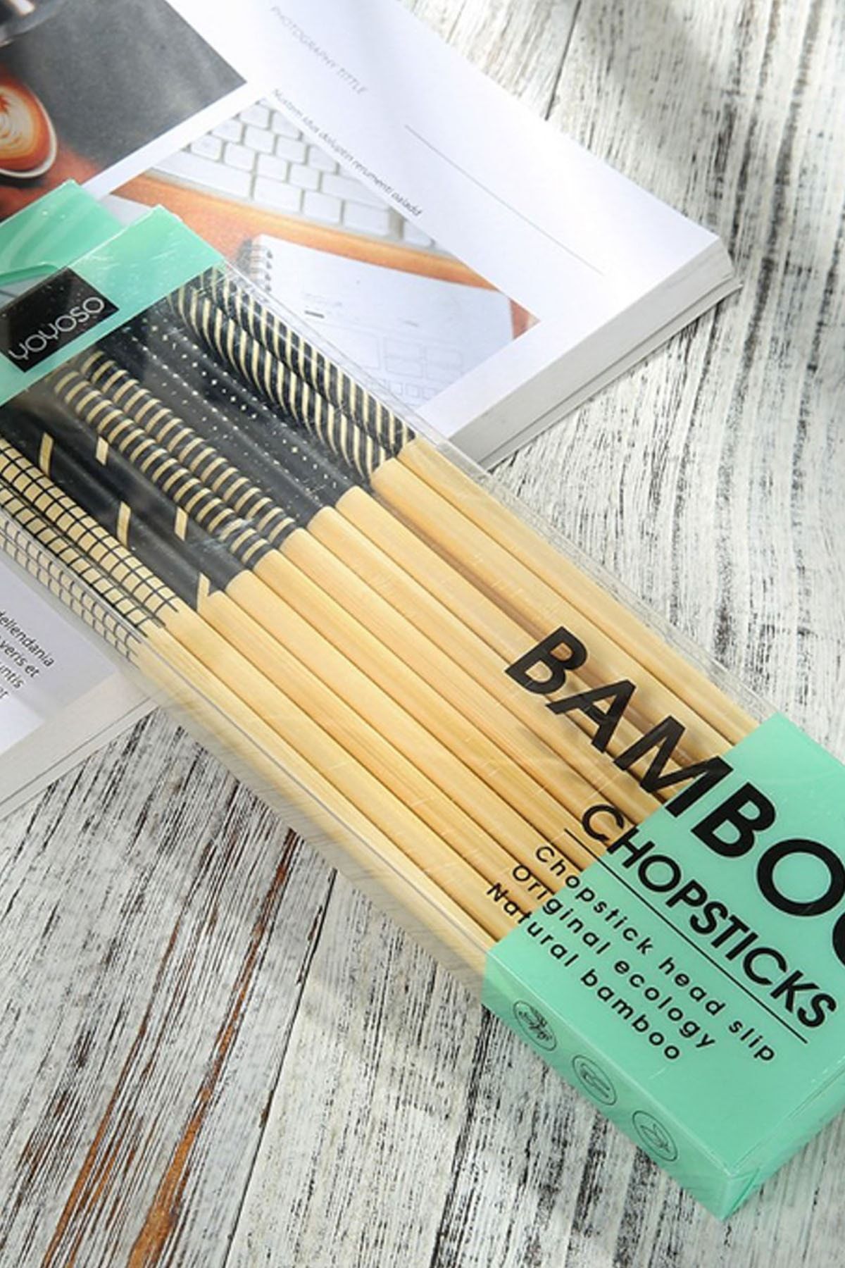 YOYOSO Bambu Chopstick Seti 10 Çift Siyah&beyaz