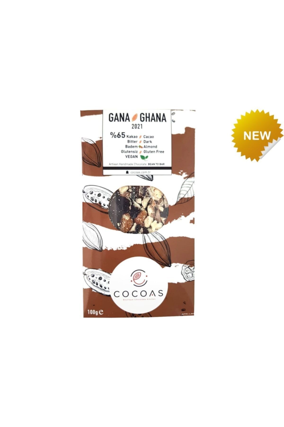 Cocoas Chocolat Cocoas Vegan Glutensiz Bademli Bitter Tablet Çikolata 100 Gr