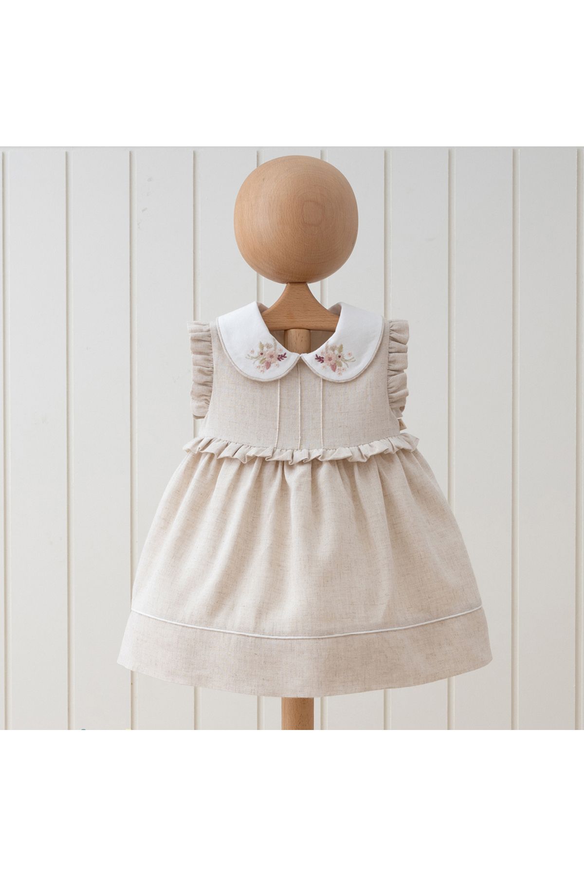 miomini Kız Bebek Keten Elbise/Bebek-Cocuk KETEN ELBİSE