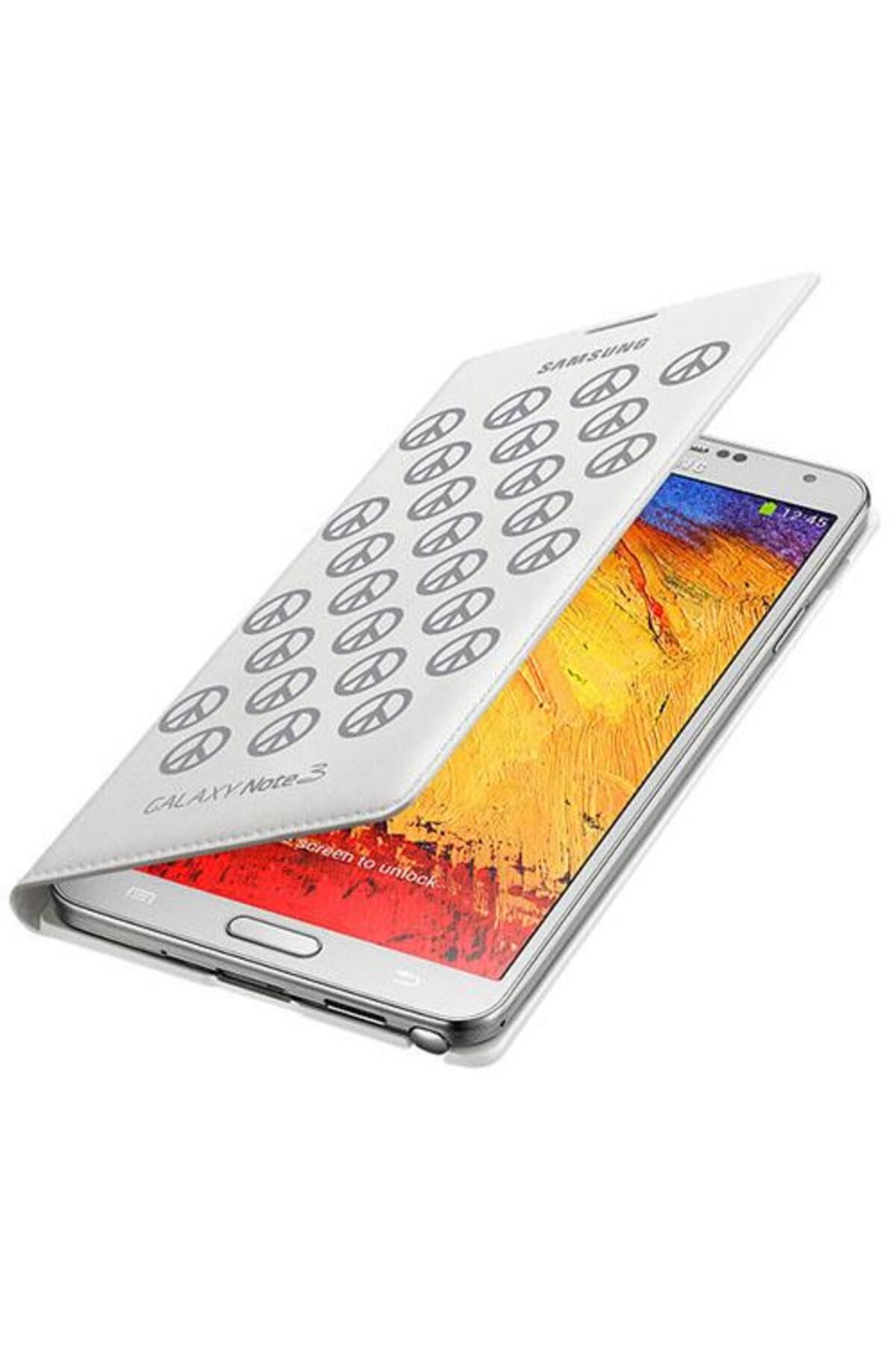 Samsung Galaxy Note 3 Ile Uyumlu Moschino Flip Wallet Kılıf Beyaz-gri Ef-en900bsegww