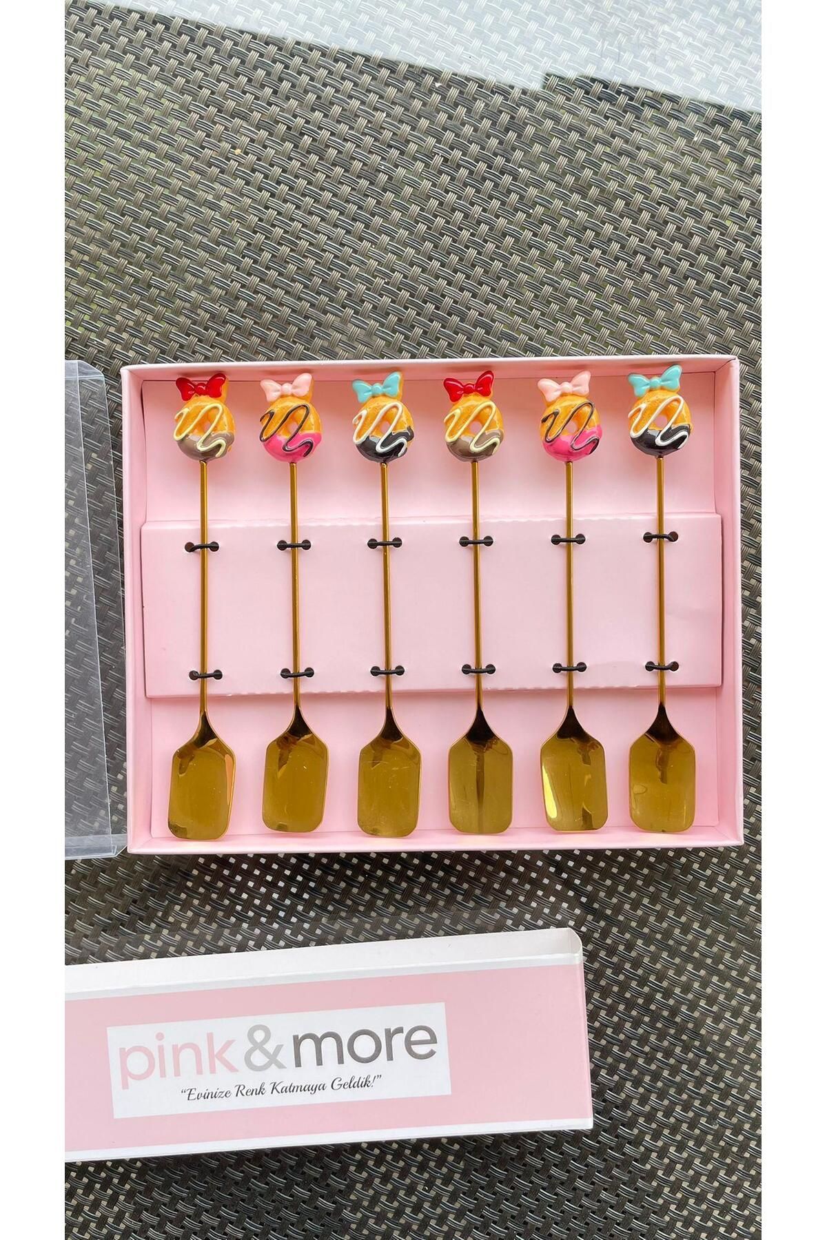 Pink&More Paslanmaz Çelik 6'lı Mini Gold Dondurma ve Tatlı Kaşığı - 13cm