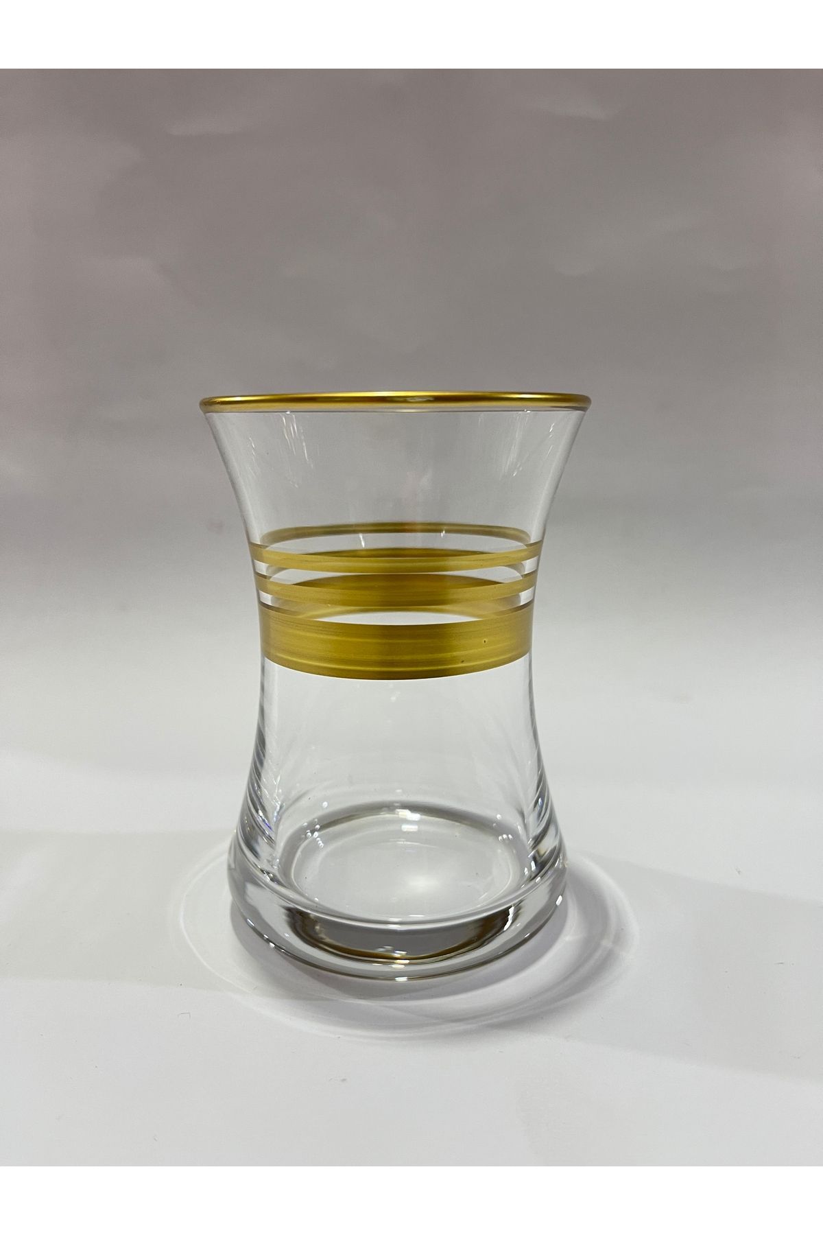 GLASSY misis ince beli çay bardağı 6 lı dalton metlik sarı bardak
