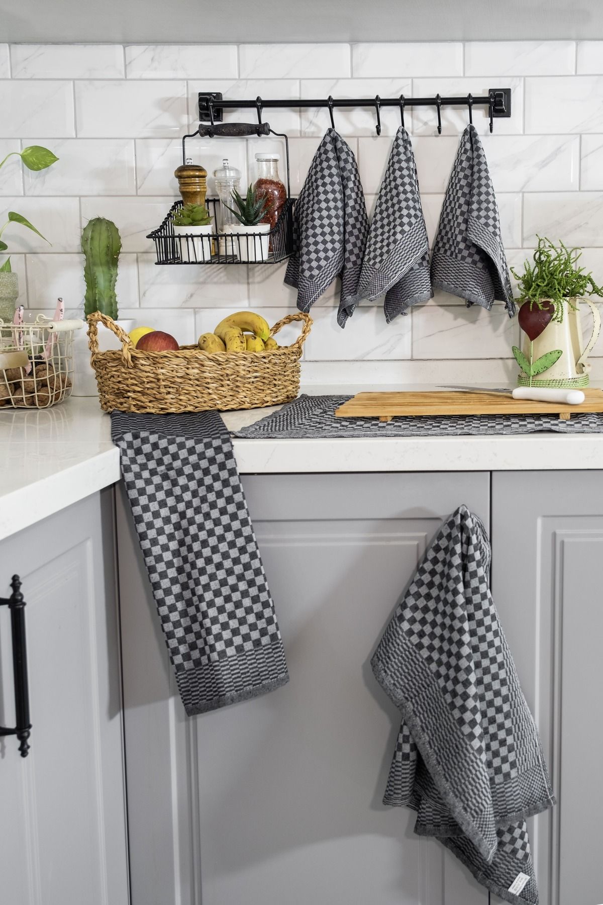 Morlay 6 adet mutfak kurulama bezi , 40x60cm yumuşak ve pamuklu dokusuyla pratik havlu & Siyah