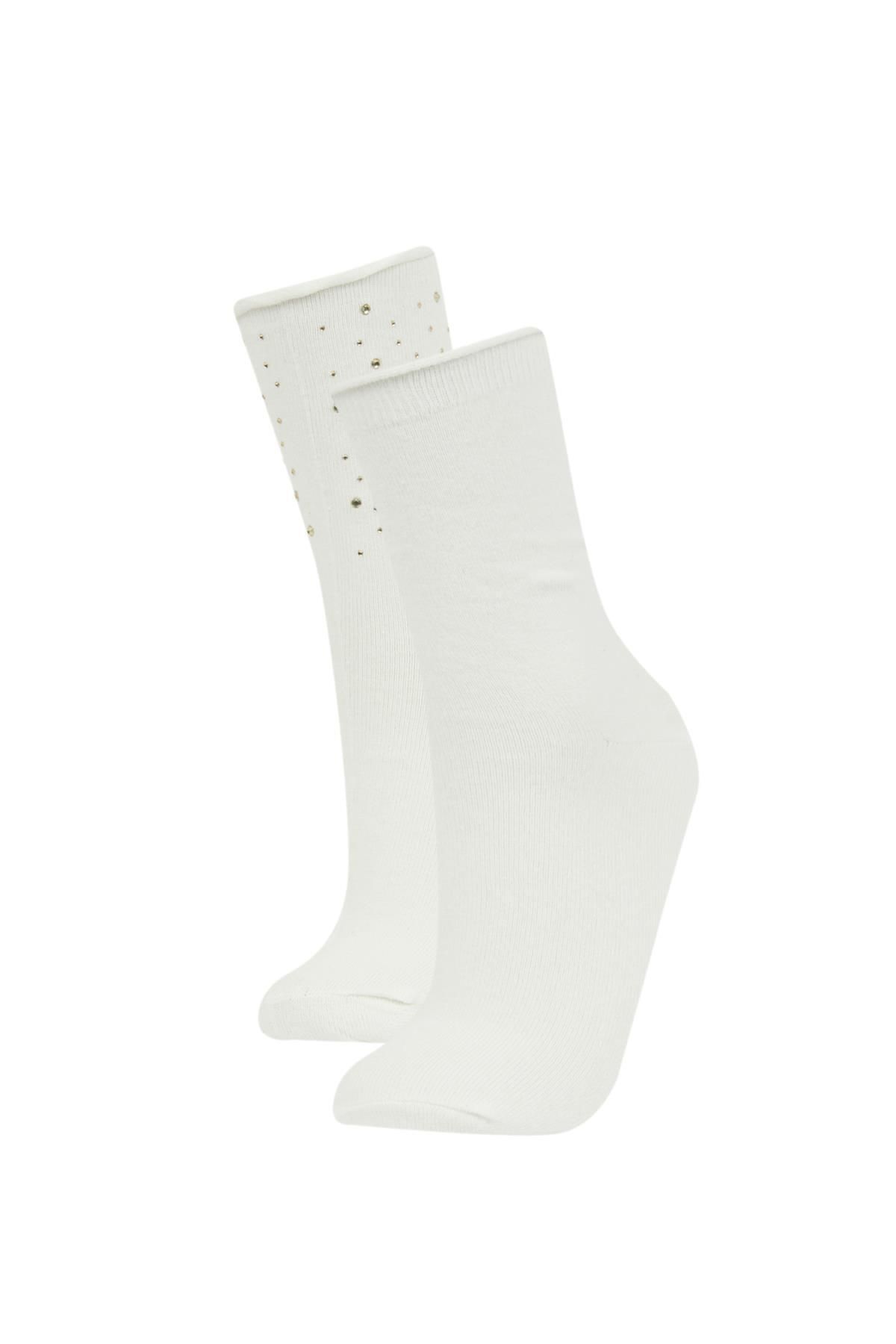Defacto Kadın Aplike 2'li Pamuklu Uzun Çorap C5144axns