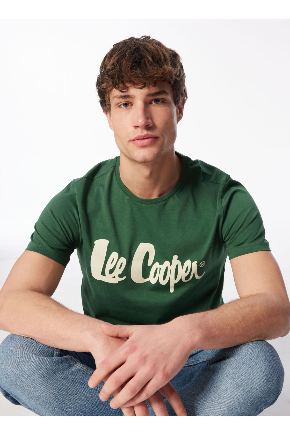 Lee Cooper Yuvarlak Yaka Yeşil Erkek T-Shirt 242 LCM 242017 LONDONLOGO YEŞİL