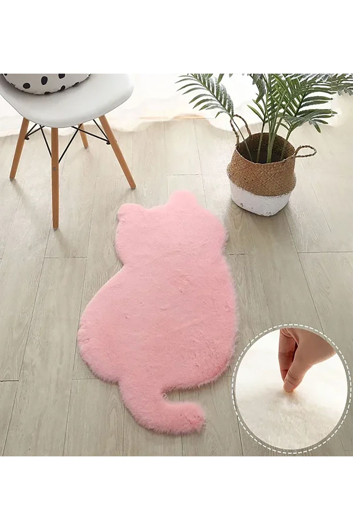 ALgorand Home Sevimli kedi şekilli halı kabarık peluş süper yumuşak kız odası salon kanepe kaymaz halı