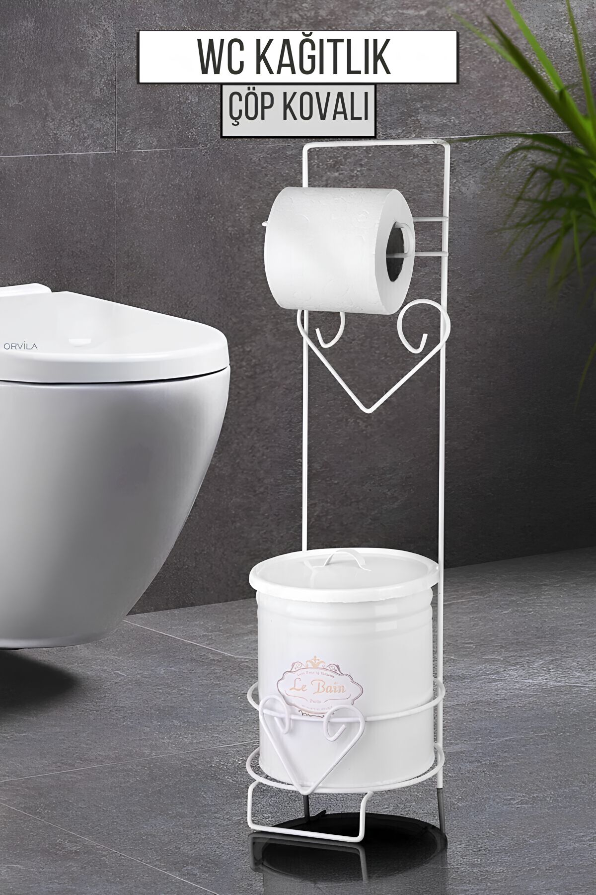 Orvila Lüx Çöp Kovalı Banyo Wc Kağıtlık Beyaz - Tuvalet Kağıtlığı