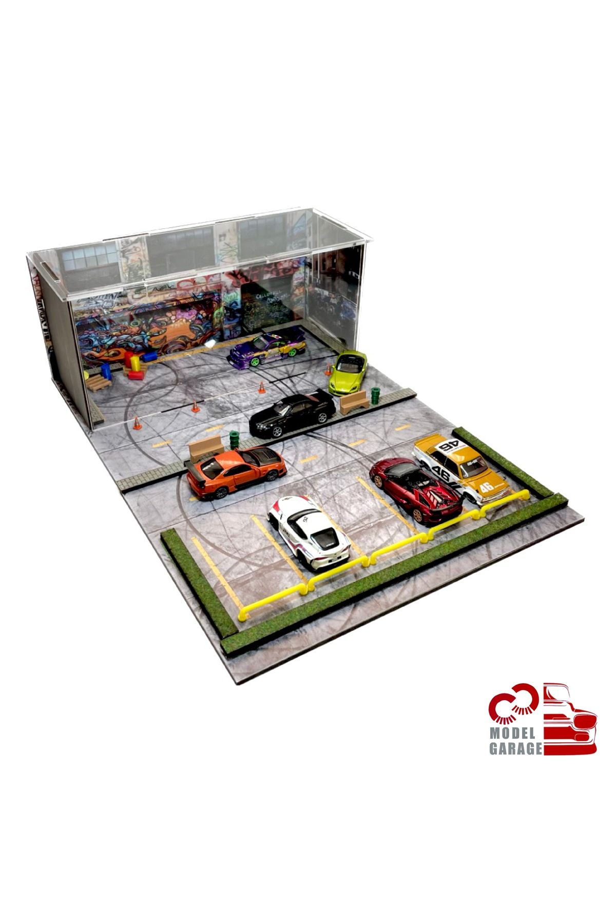 ÜRETİM 1/64 Ölçek Tokyo Garaj Araç Otoparkı Diorama Diecast Sergileme Standı Rafı Araba Garajı Oyuncak