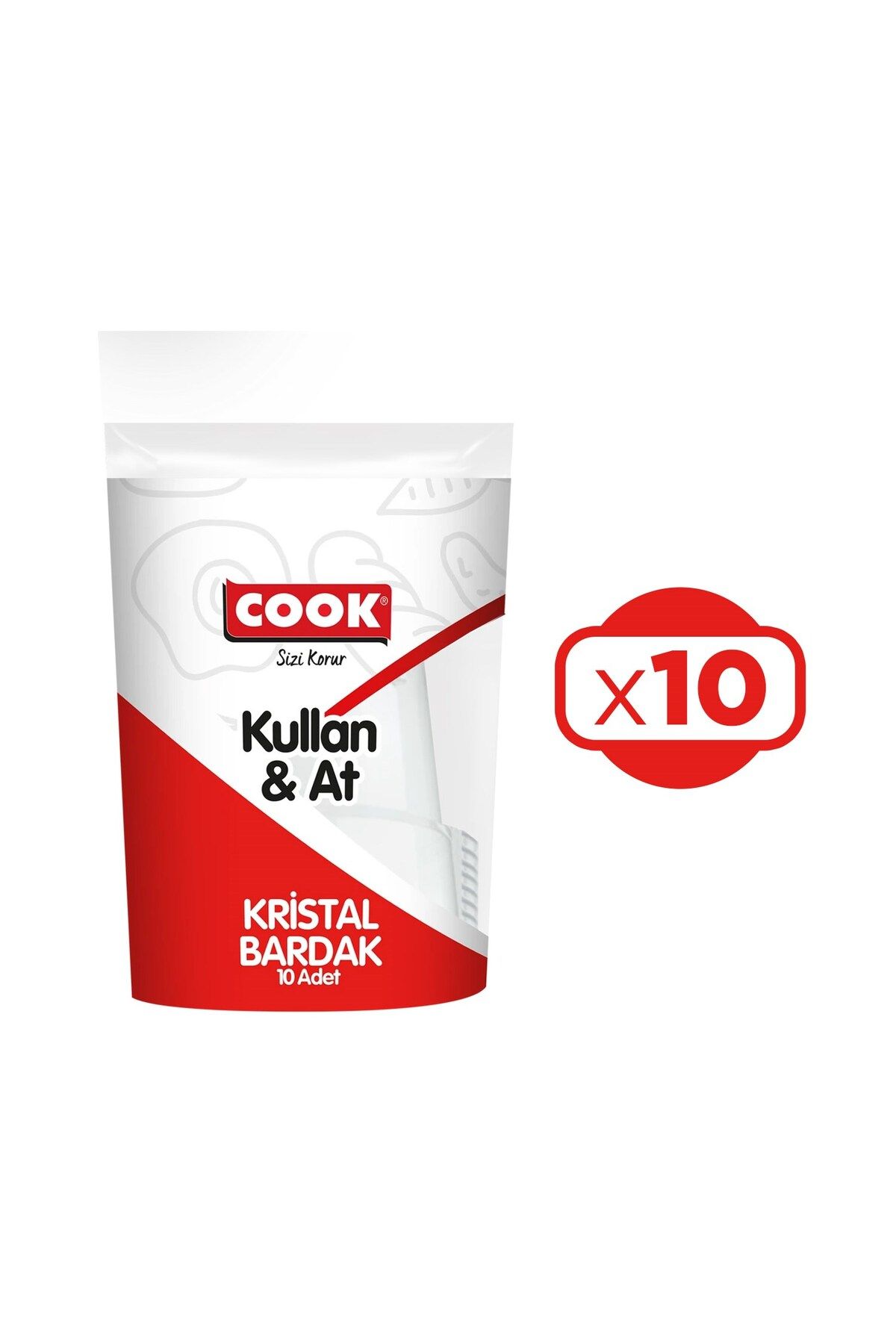 COOK Kristal Bardak Kullan&At 10 lu x 10 Paket (100 Adet)